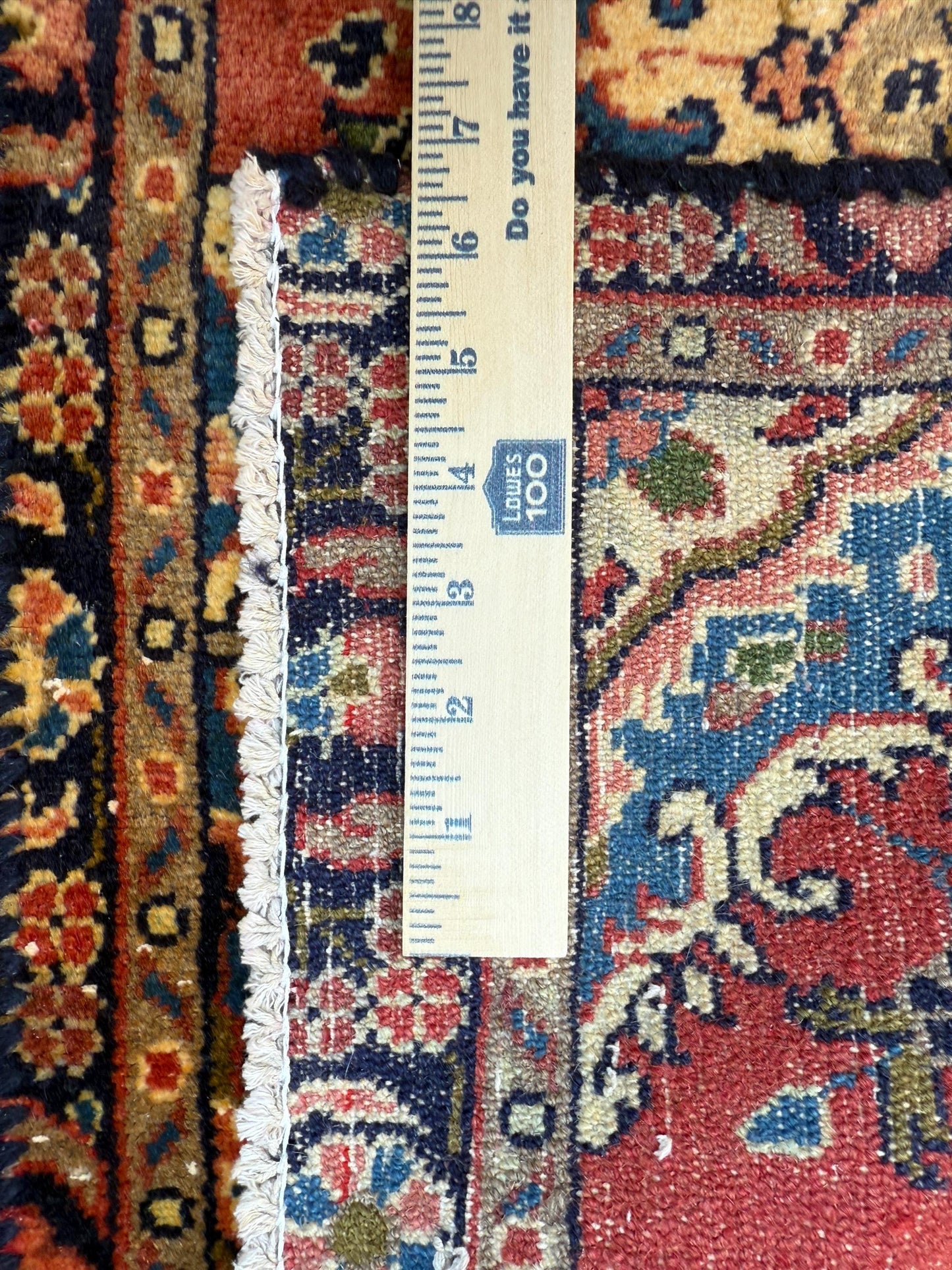 1.7x3 ft Vintage Entryway Rug: 1930s Hand-Knotted Wool, Geometric Accent