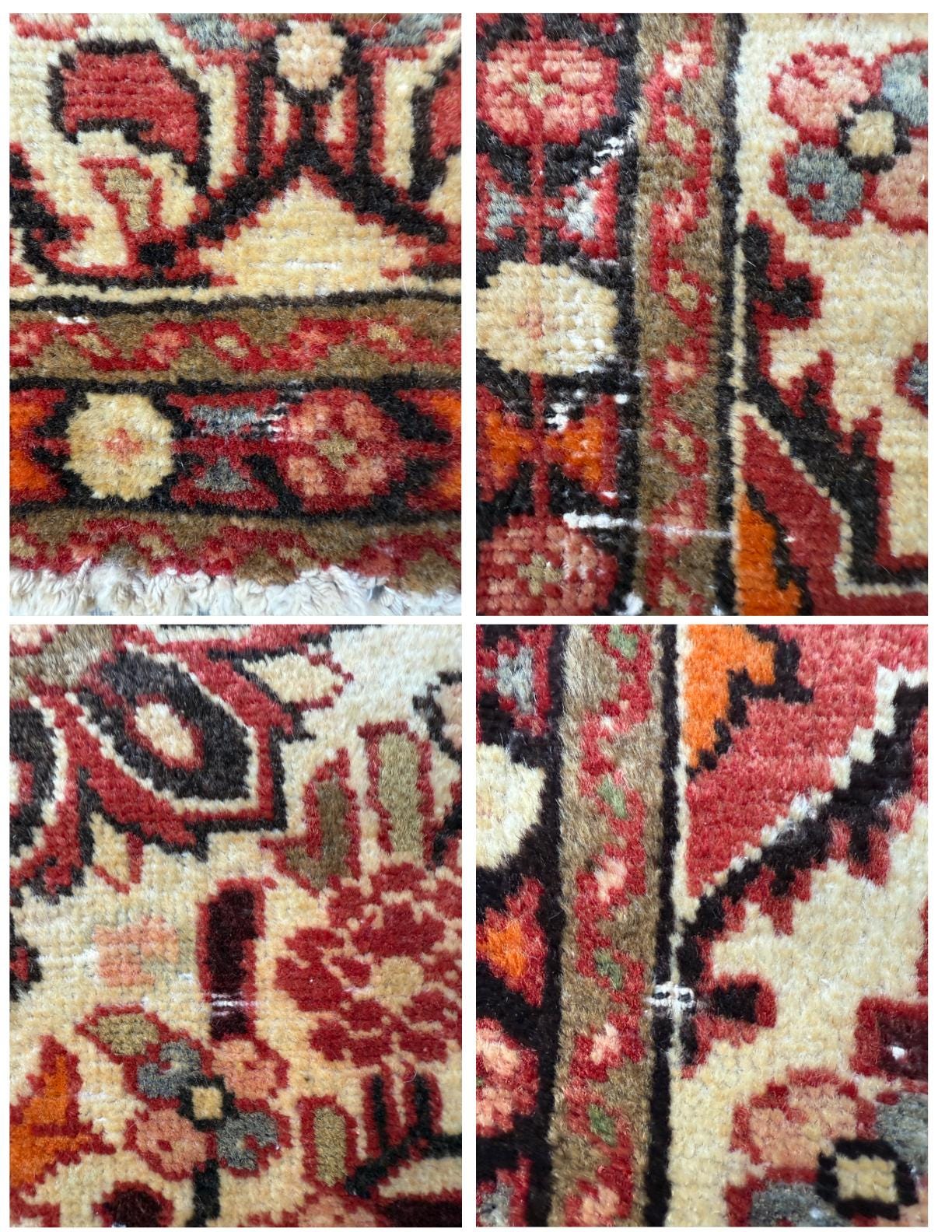 2x3 ft 1960s Kashan Wool Rug: Geometric Vintage Accent Rug