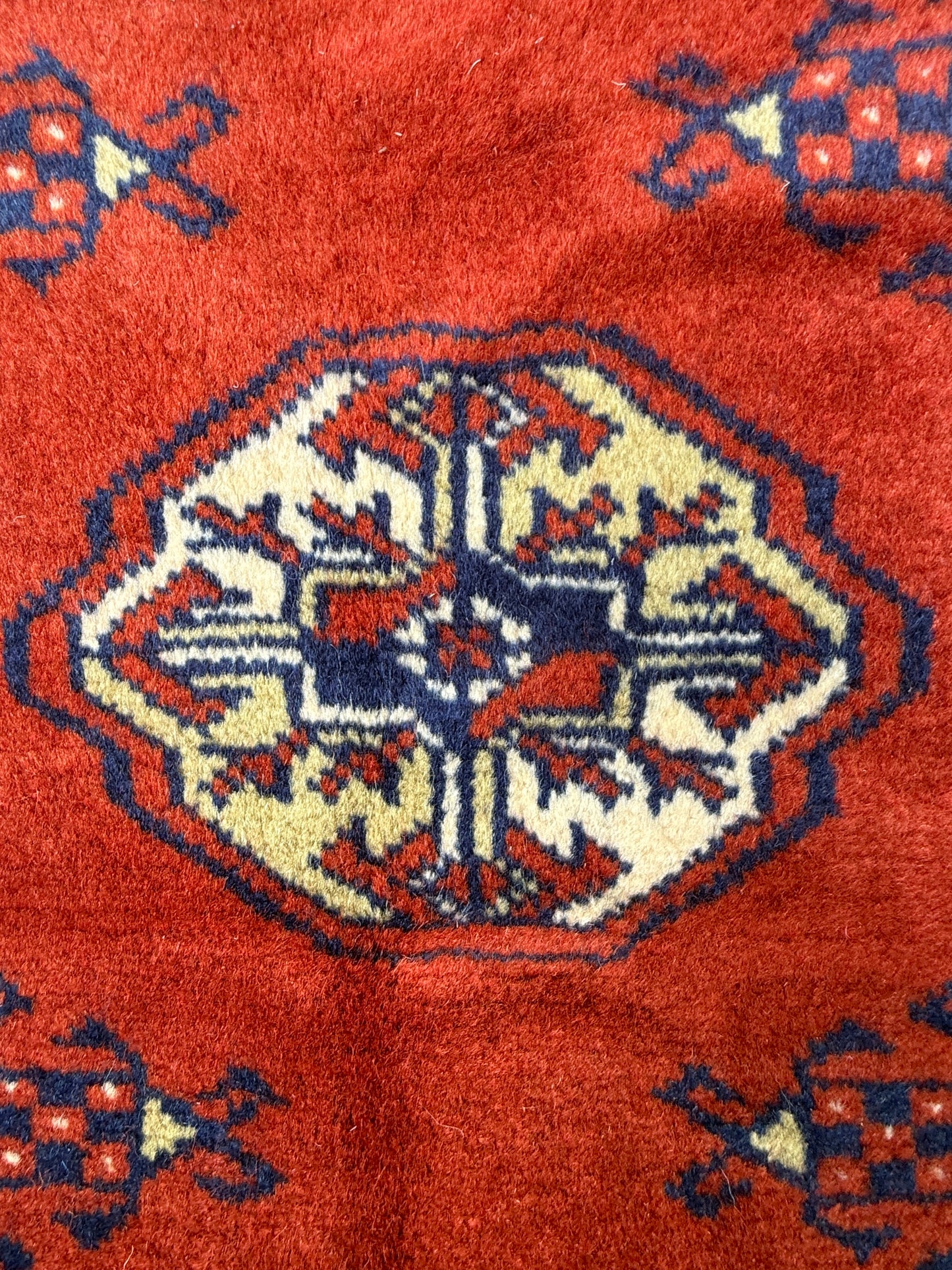 6.3x4.3 ft Pakistani Bokhara Jhaldar Rug, 1980s Vintage Hand Knotted Wool Oriental Carpet, Small Geometric Area Rug