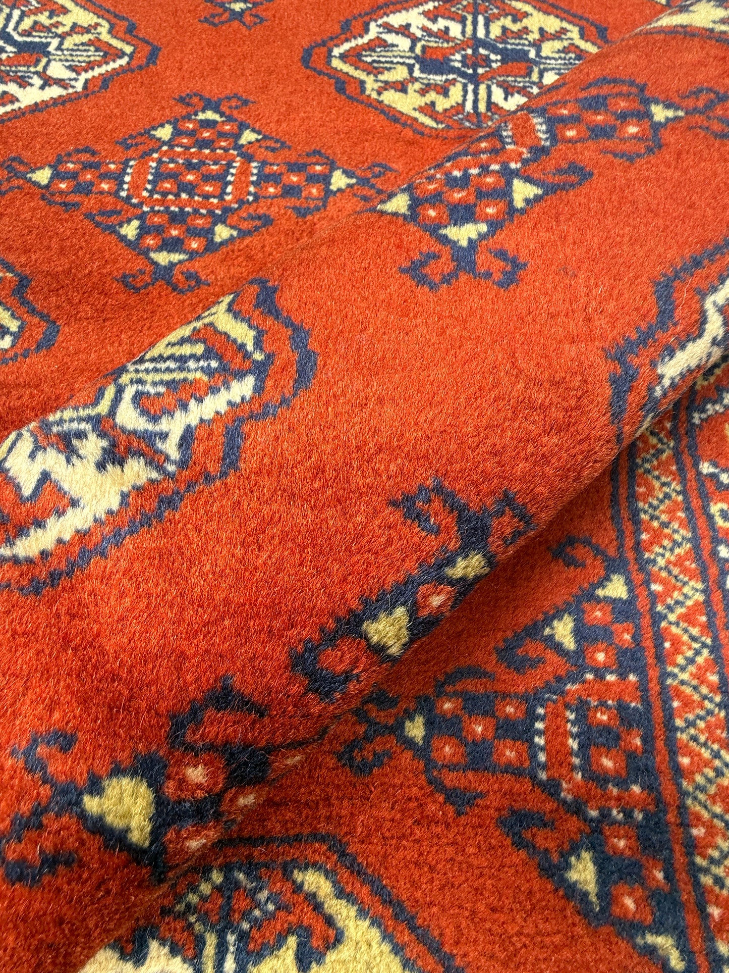 6.3x4.3 ft Pakistani Bokhara Jhaldar Rug, 1980s Vintage Hand Knotted Wool Oriental Carpet, Small Geometric Area Rug