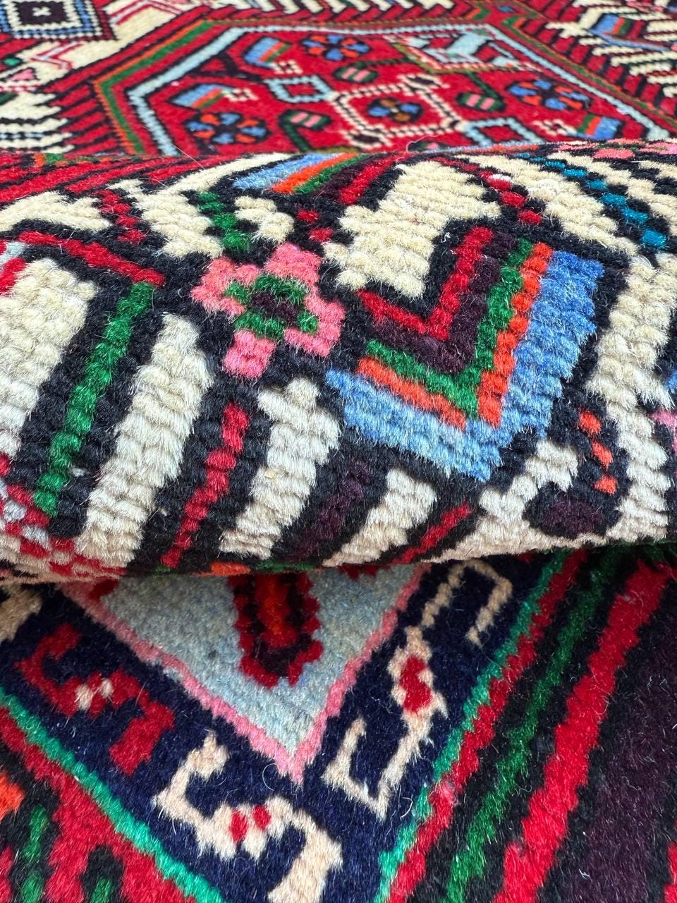 2.3x3.2 ft Vintage 1970s Oushak Anatolian Rug: Kazak Geometric Wool Village Carpet Small Oriental Area Rug