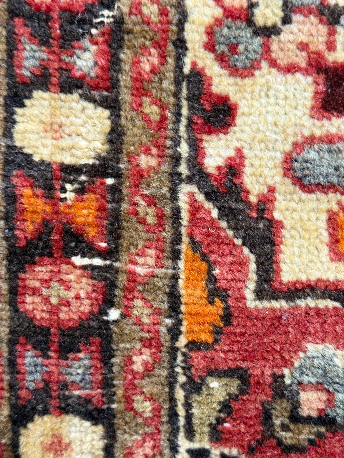 2x3 ft 1960s Kashan Wool Rug: Geometric Vintage Accent Rug