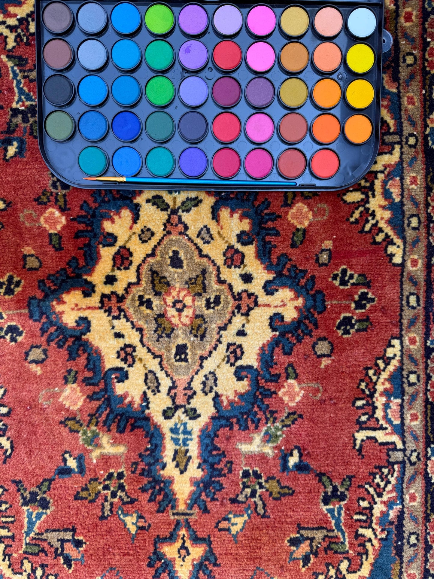 1.7x3 ft Vintage Entryway Rug: 1930s Hand-Knotted Wool, Geometric Accent