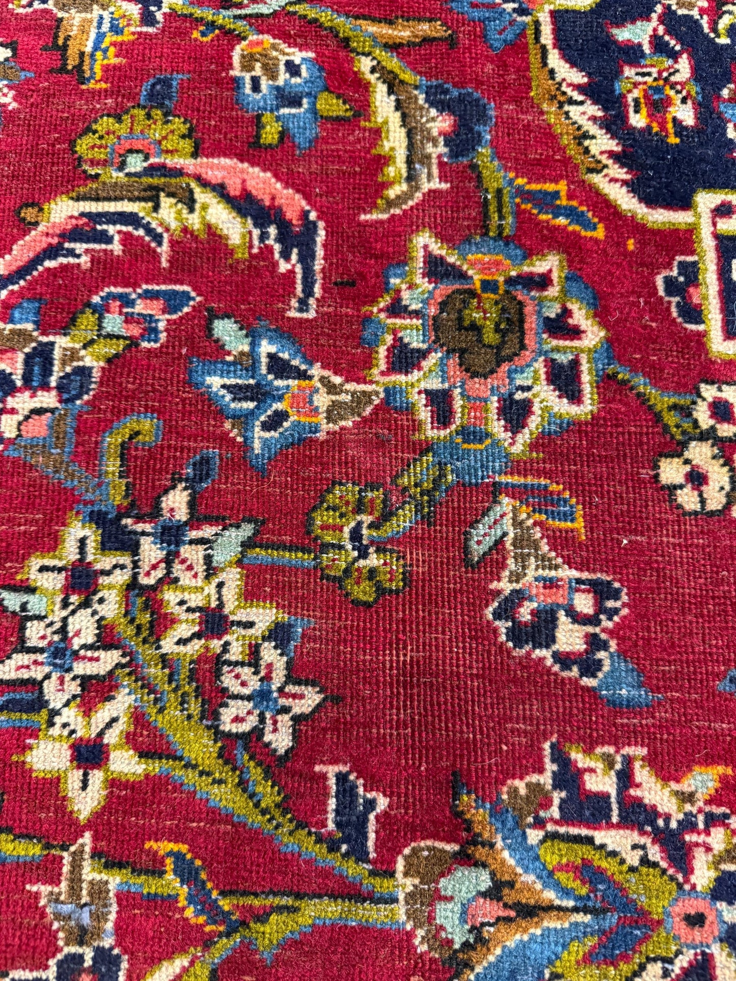 10x14 ft. 1940s Kashan Wool Rug: Antique Hand-Knotted Carpet