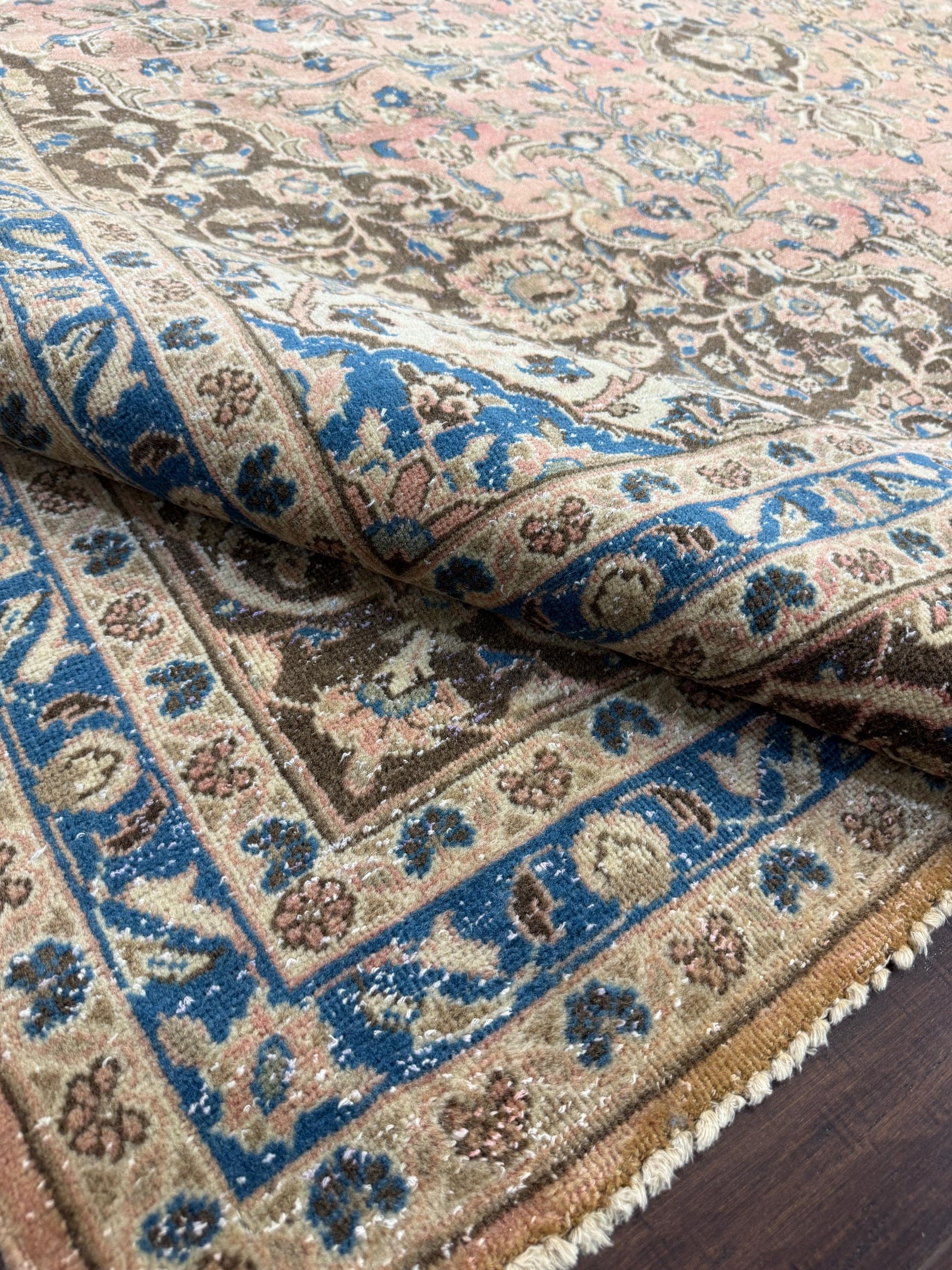 9x13 ft Vintage 1940s Tabriz Wool Rug: Hand Knotted Medallion Design