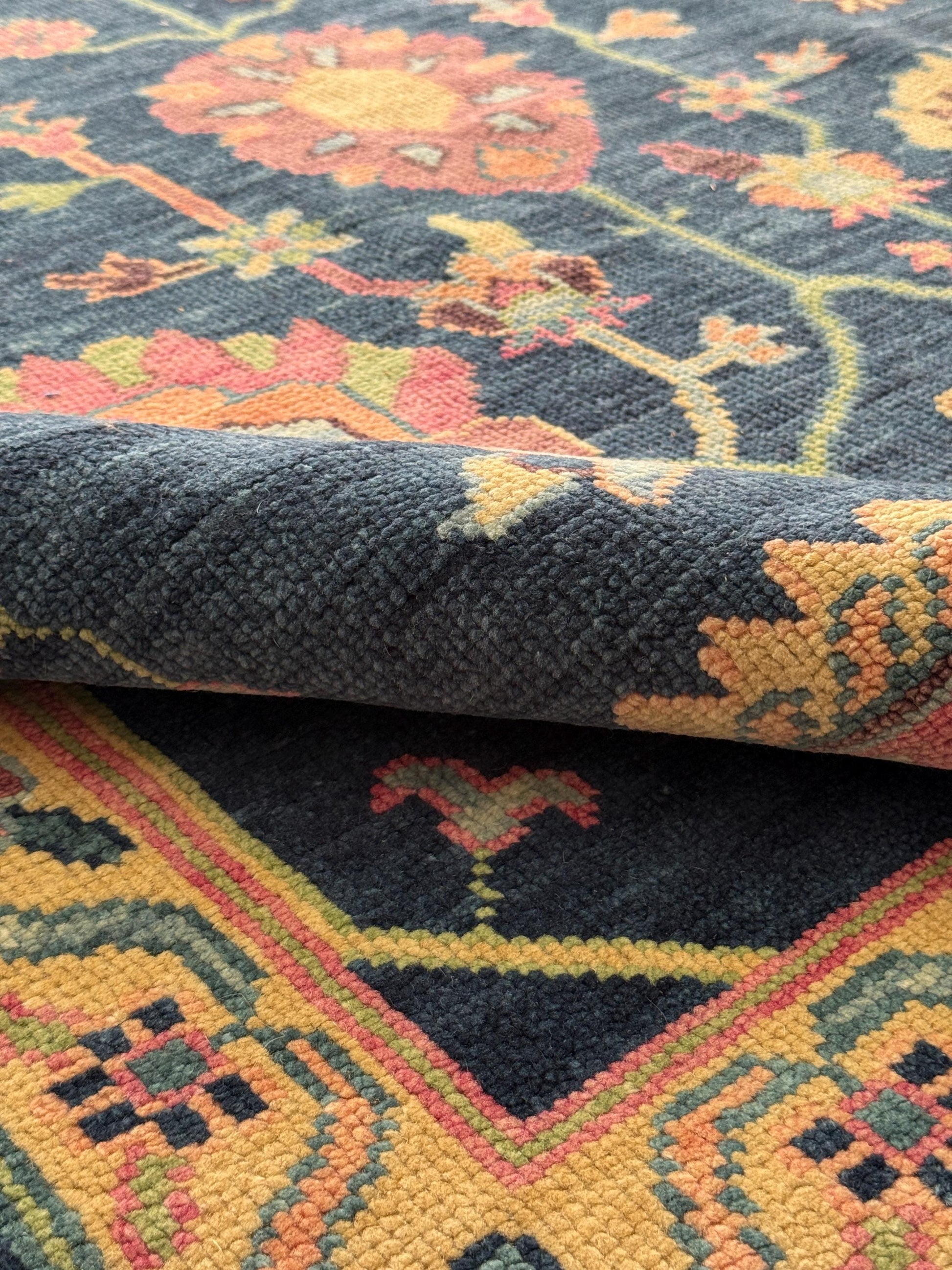 8x10 ft Oushak Rug: Hand-Knotted Wool Modern Boho Carpet