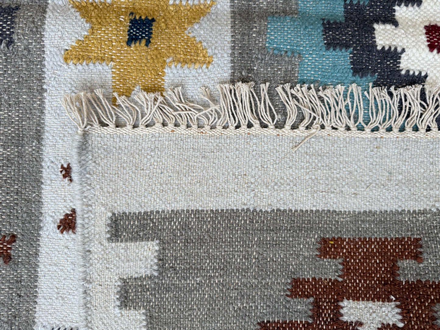 5x8 ft Anatolian Kilim Rug: Hand Knotted Scandinavian Geometric Wool Carpet