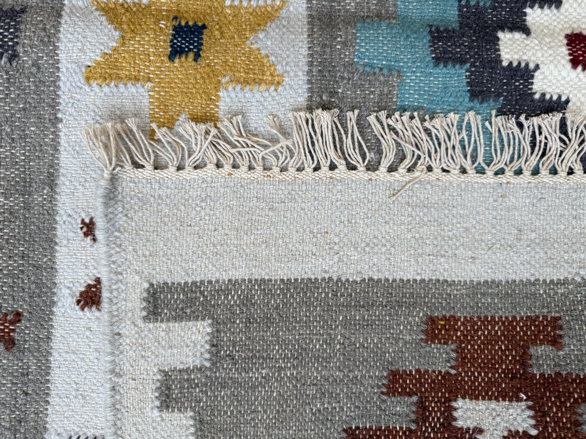 5x8 ft Anatolian Kilim Rug: Hand Knotted Scandinavian Geometric Wool Carpet