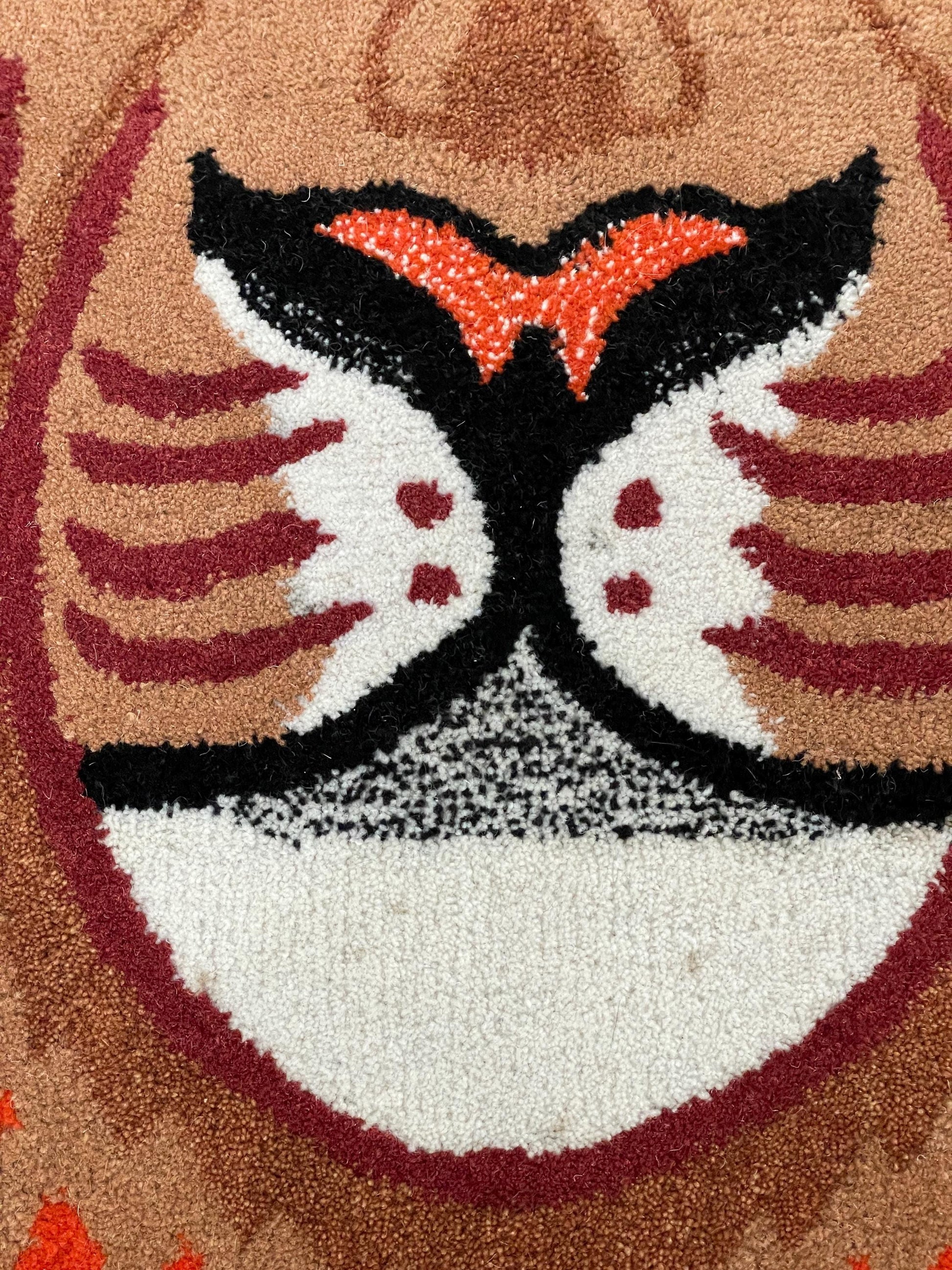4x4 ft Handmade Wool Lion Rug: Kids Boho Nursery Decor