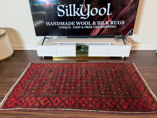 6x3 ft Vintage Zaidan Balouch Wool Rug: Hand-Knotted Tribal Area Rug