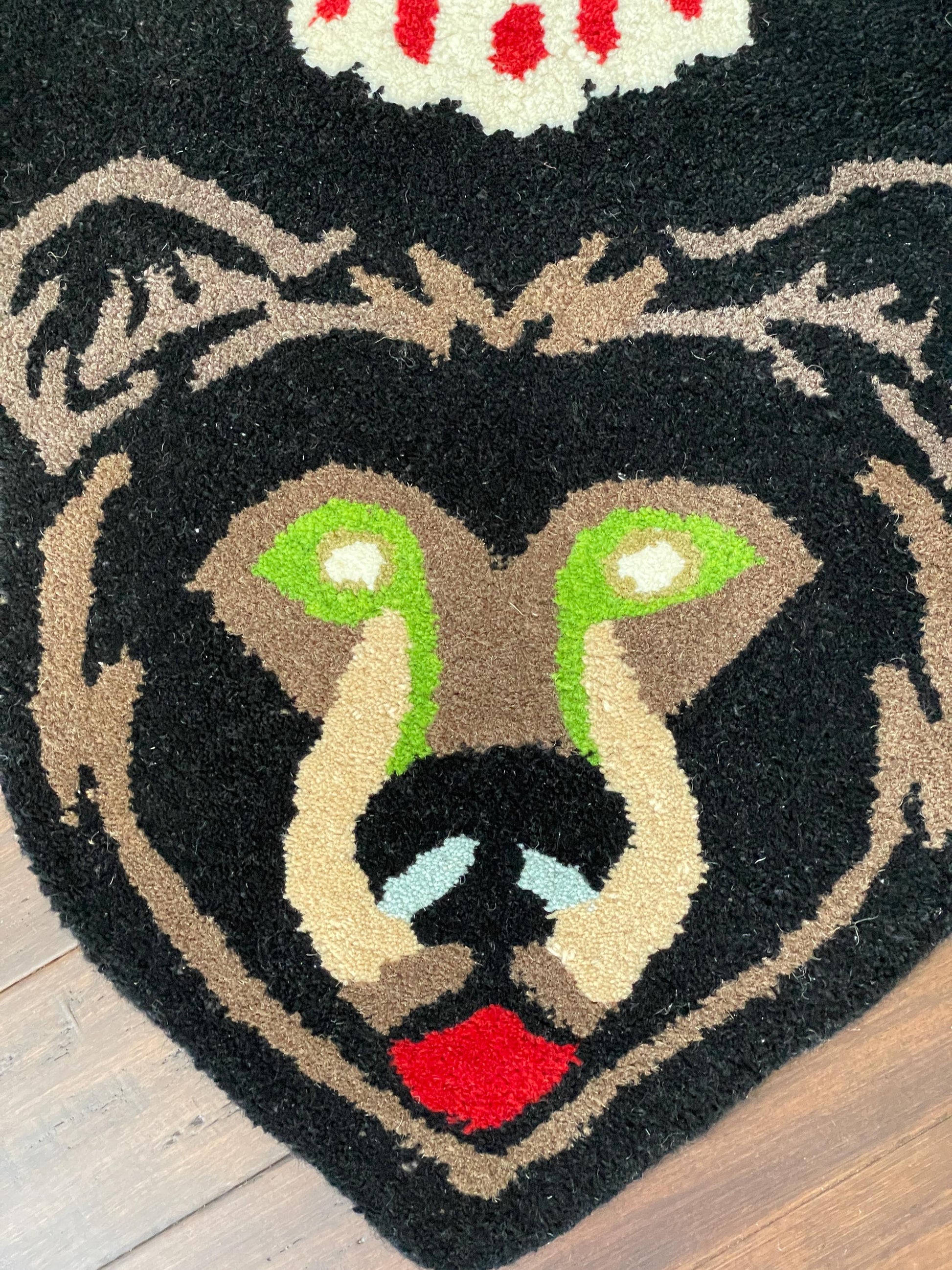 3x5 ft Handmade Wool Bear Rug: Tufted Nursery Decor