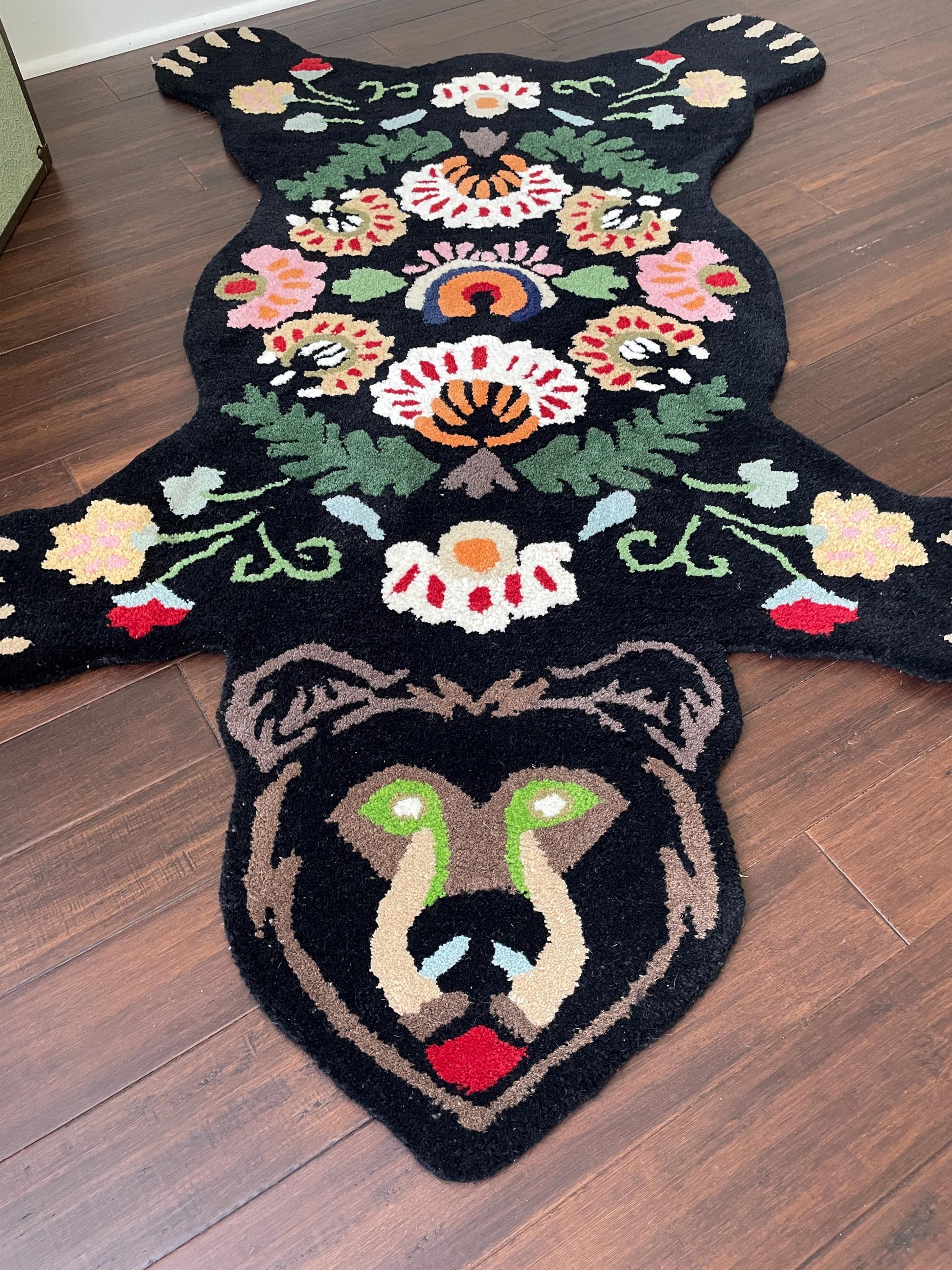 3x5 ft Handmade Wool Bear Rug: Tufted Nursery Decor