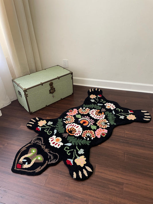 3x5 ft Handmade Wool Bear Rug: Tufted Nursery Decor