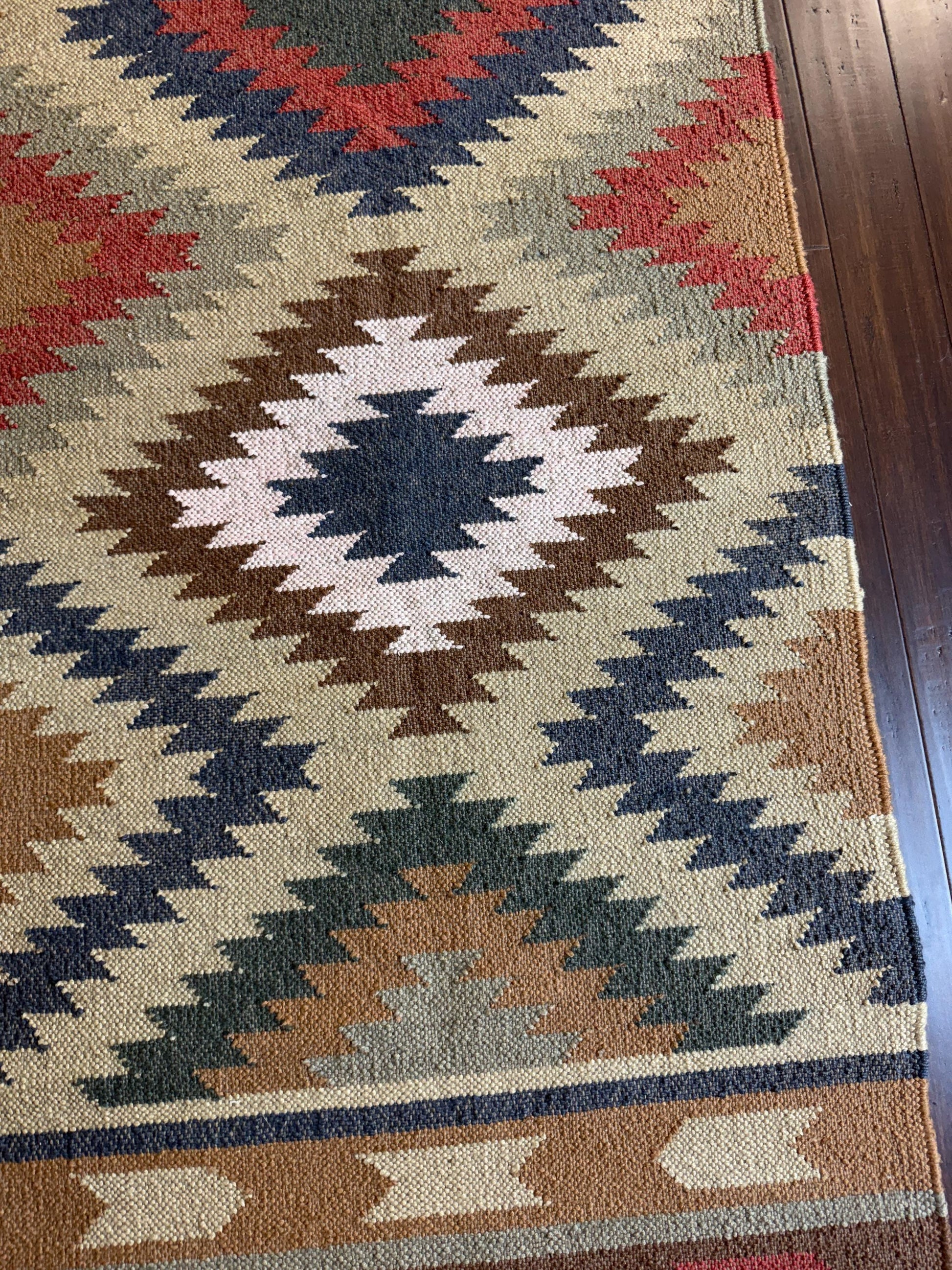 2x10 ft Handwoven Scandinavian Kilim Runner Rug: Wool Anatolian Flatweave