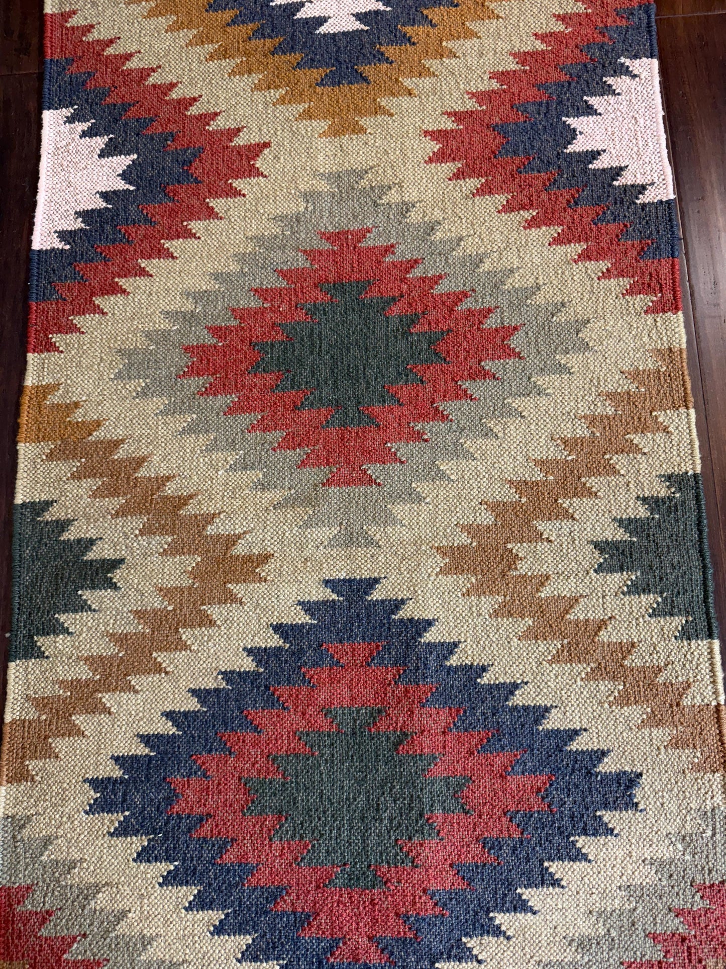 2x10 ft Handwoven Scandinavian Kilim Runner Rug: Wool Anatolian Flatweave