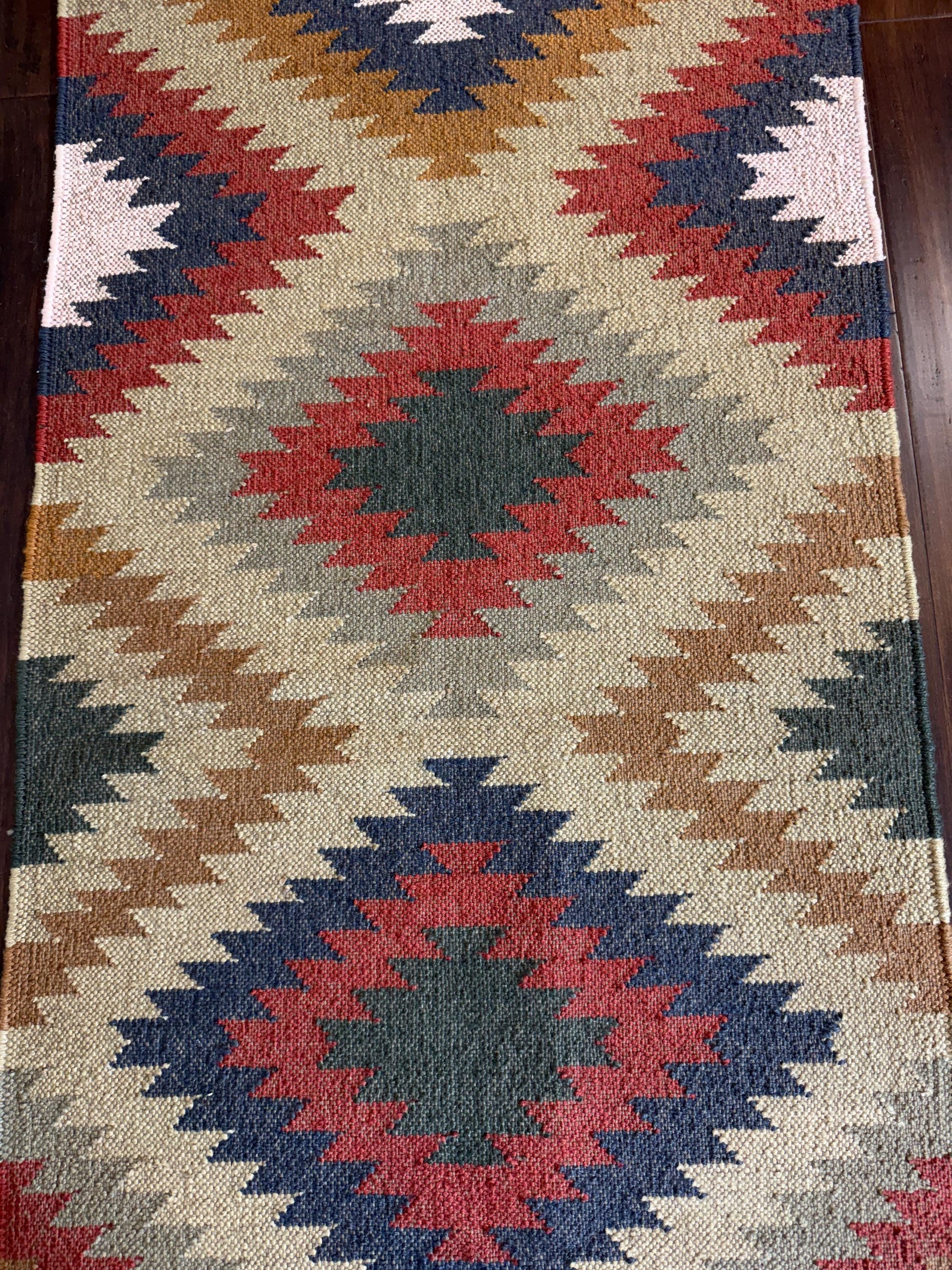 2x10 ft Handwoven Scandinavian Kilim Runner Rug: Wool Anatolian Flatweave