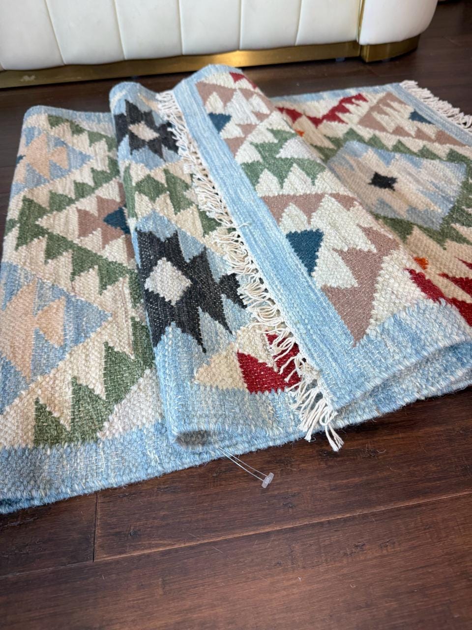 2x6 ft Handwoven Wool Kilim Runner Rug: Modern Anatolian Design