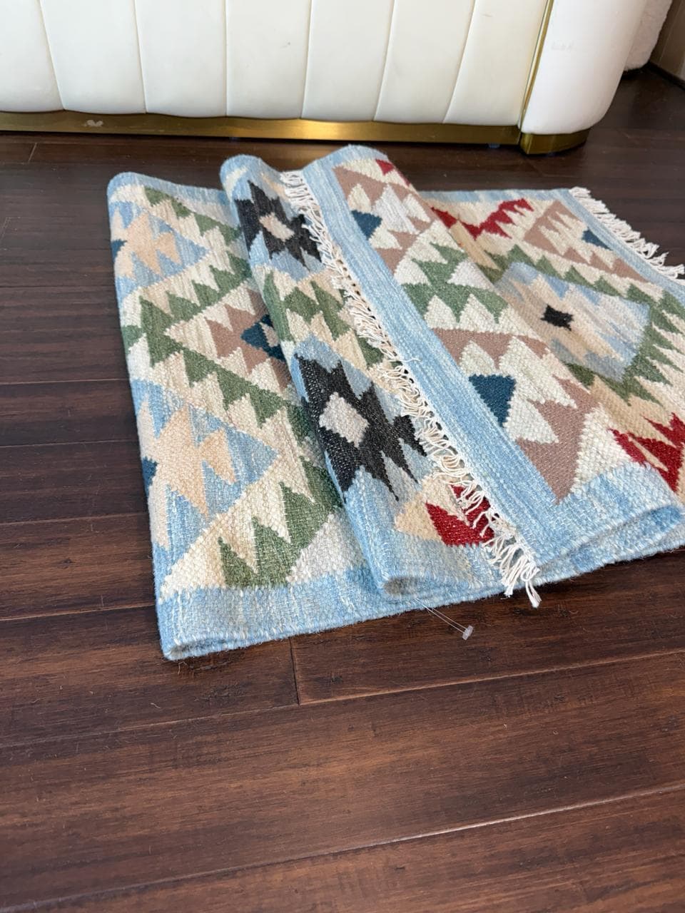 2x6 ft Handwoven Wool Kilim Runner Rug: Modern Anatolian Design