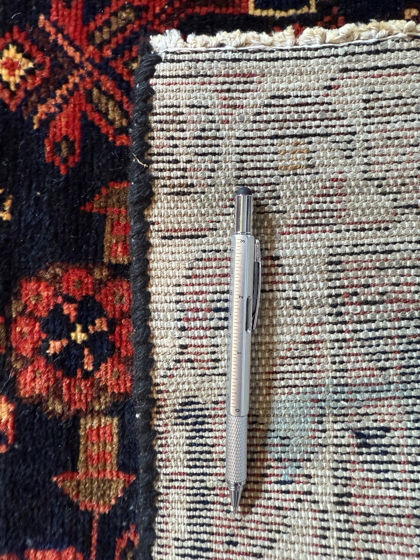 3.5x9.1 ft 1940s Vintage Rug: Hand Knotted Wool Anatolian Village Carpet, Geometric Tribal Design