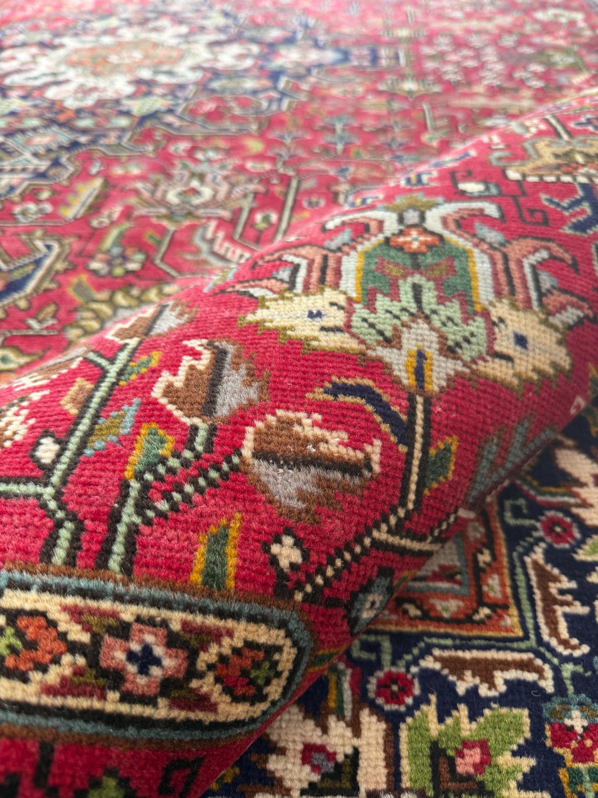 6x8 ft Hand-Knotted Heriz 1940s Vintage Rug, Anatolian Wool Tribal Carpet