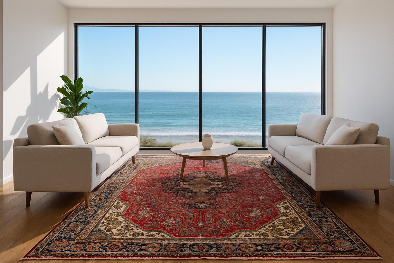 6x8 ft Hand-Knotted Heriz 1940s Vintage Rug, Anatolian Wool Tribal Carpet