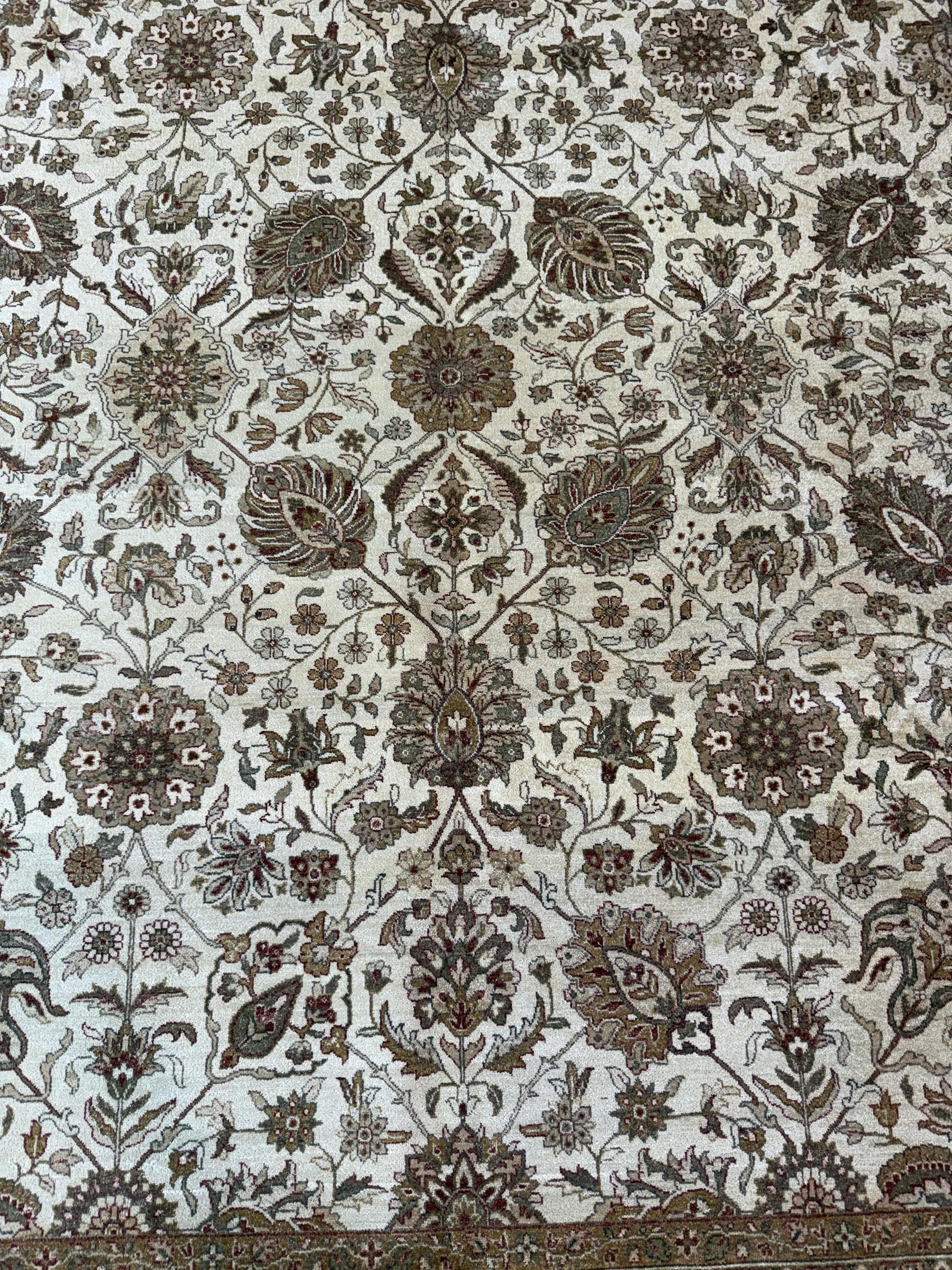 8x10 ft 300 KPSI Hand-Knotted Tabrizz Rug: Silk & Wool Oriental Carpet