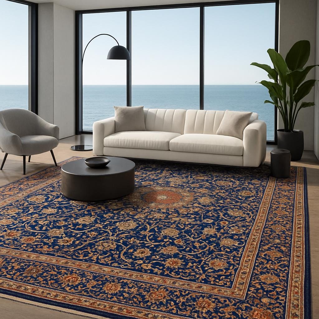 10x13 ft. 1960s Hand Knotted Kashmar Rug: Vintage Gonbad Wool Area Rug