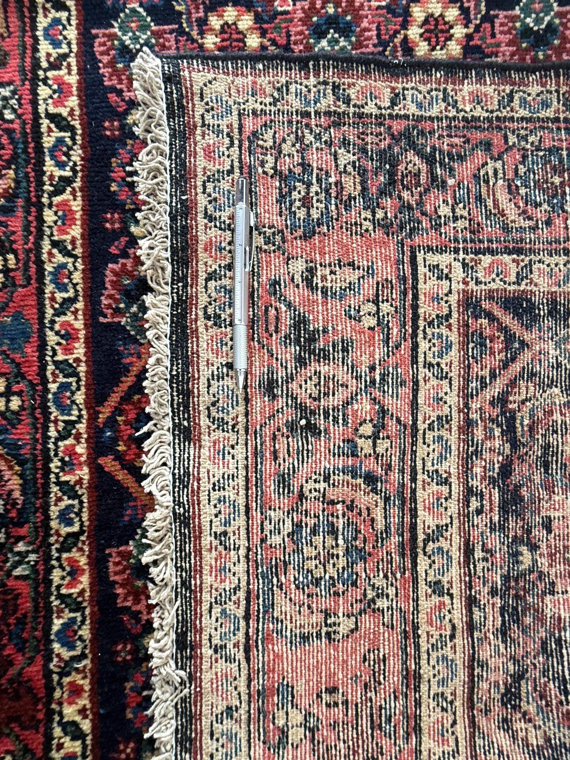 12x3 ft Antique 1950s Malayaar Runner Rug: Hand Knotted Wool Tribal Hallway Carpet, Vintage Nomadic Design