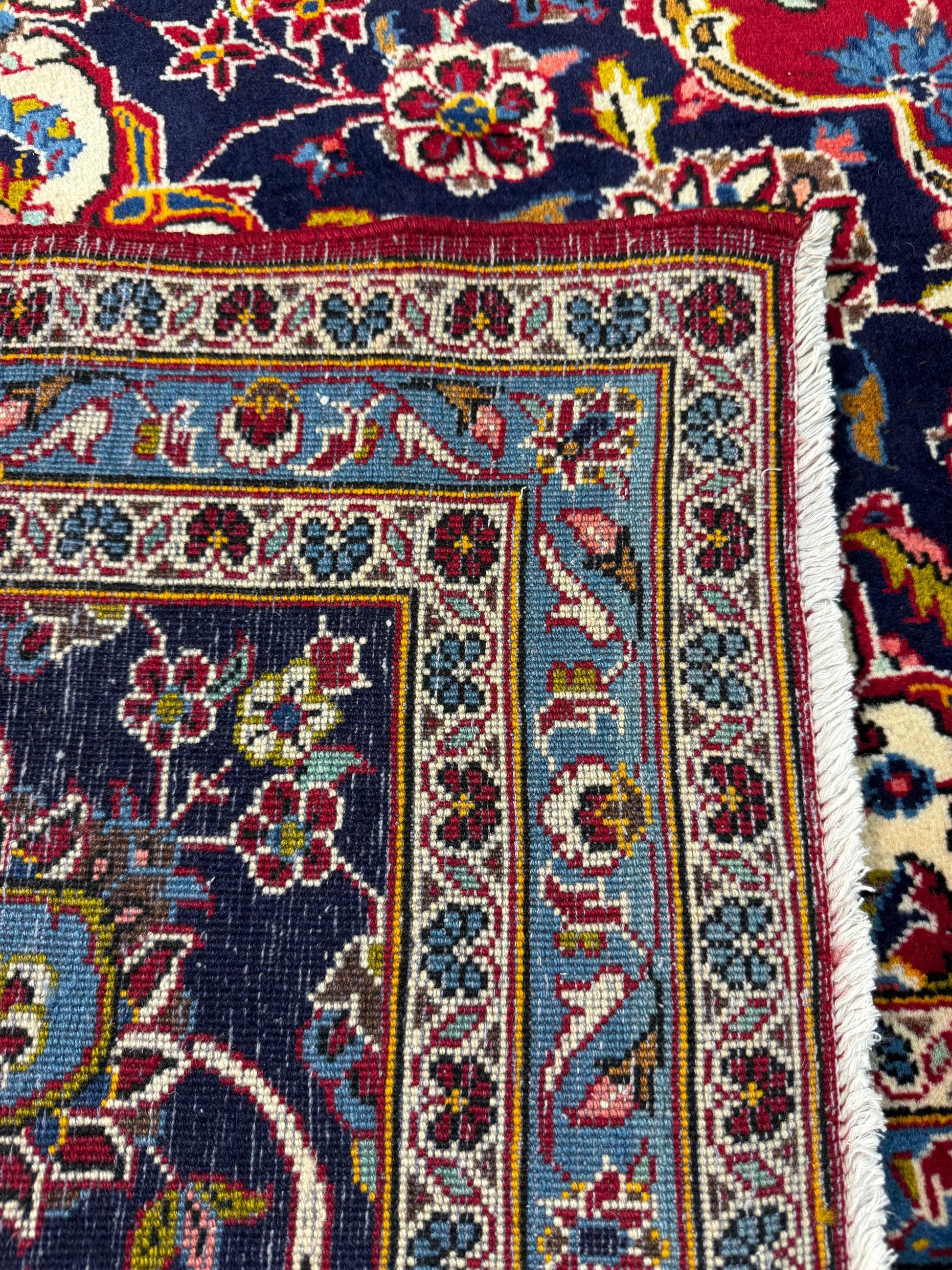 10x14 ft. 1940s Kashan Wool Rug: Antique Hand-Knotted Carpet
