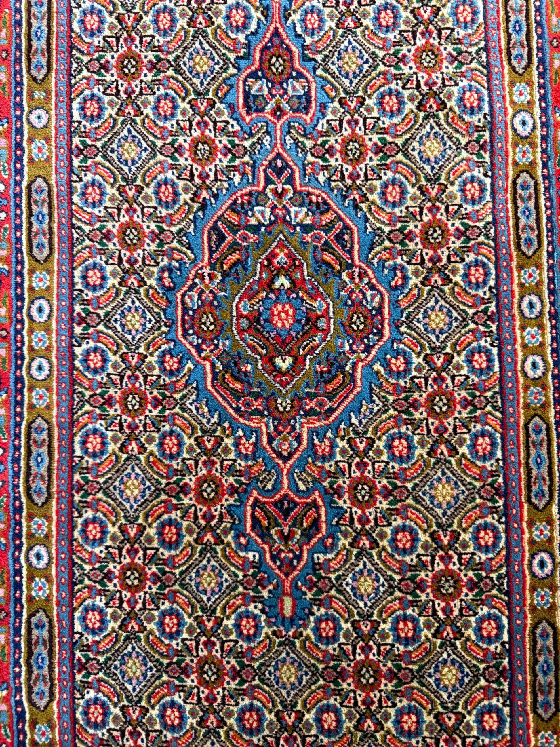 2x12 ft Vintage 1970s Yamoud Rug: Hand Knotted Wool Runner Tribal Hallway Rug