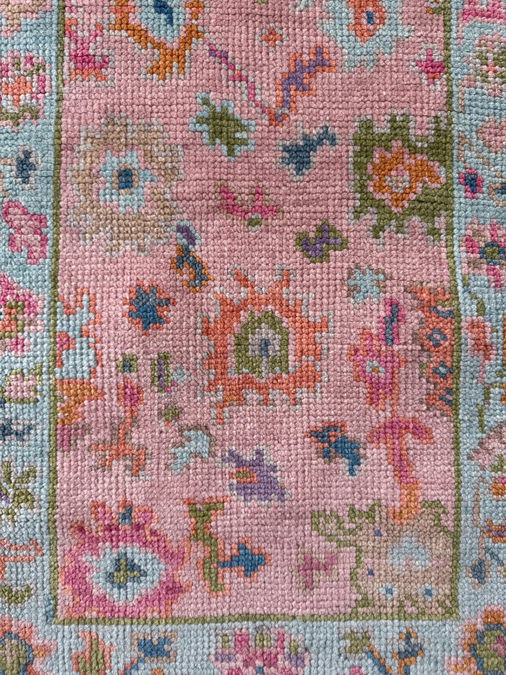 2.1x8 ft Handmade Oushak Runner Rug: Bohemian Hallway Carpet