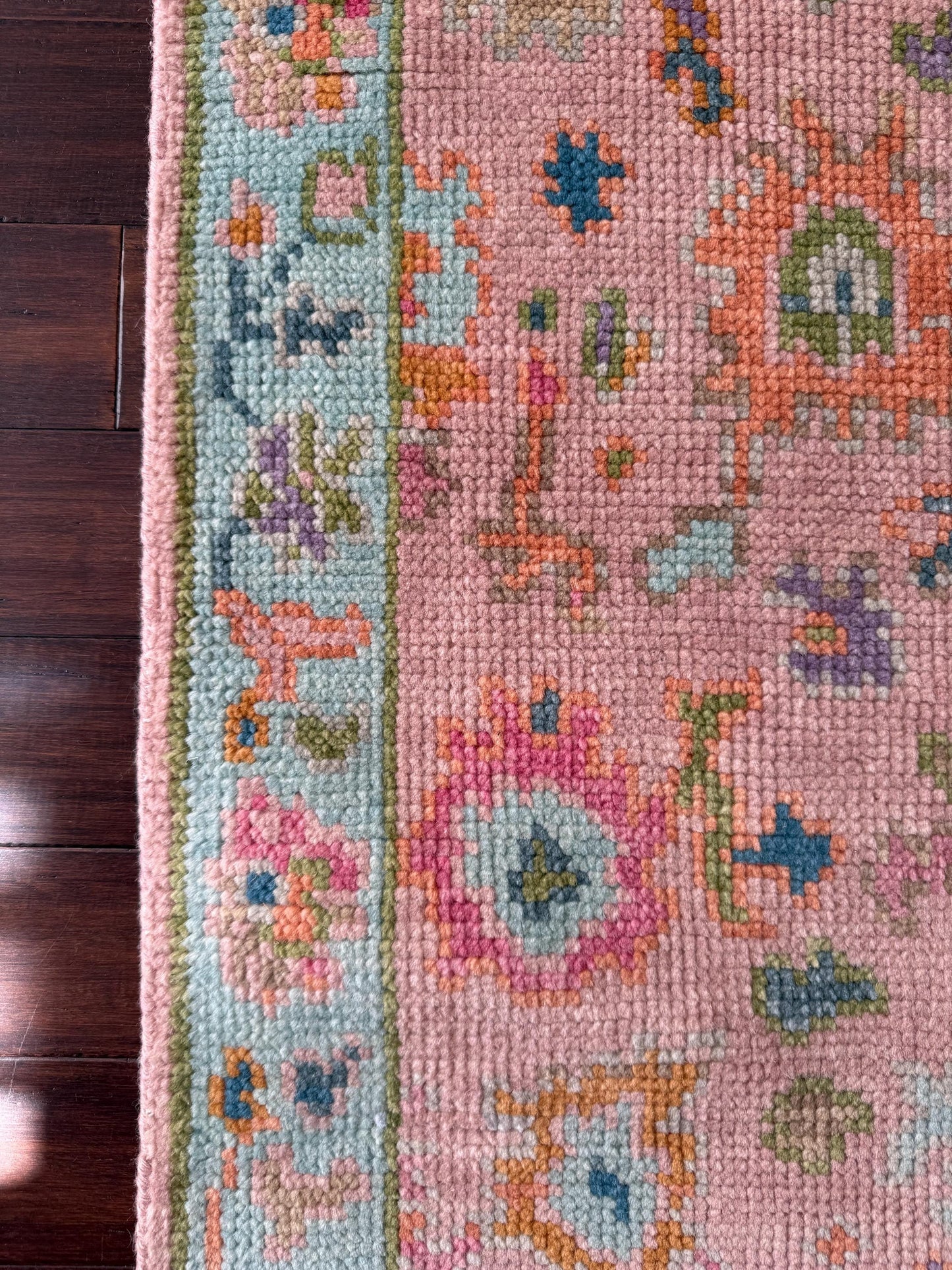 2.1x8 ft Handmade Oushak Runner Rug: Bohemian Hallway Carpet