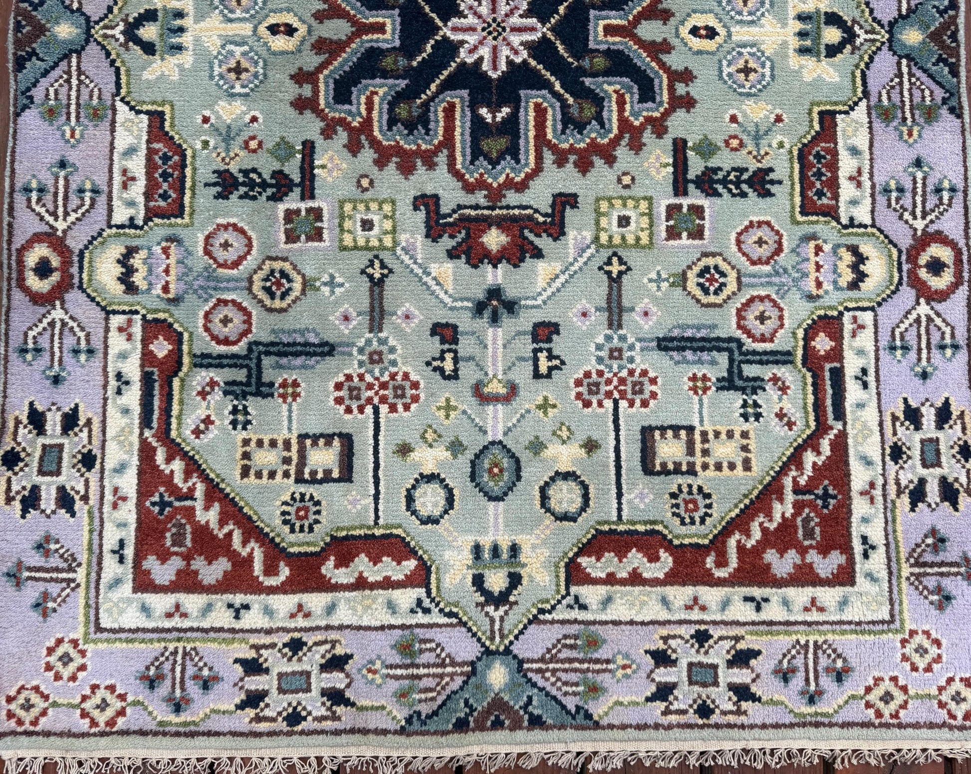 4x6 ft Handmade Heriz Oushak Rug: Modern Bohemian Wool Carpet