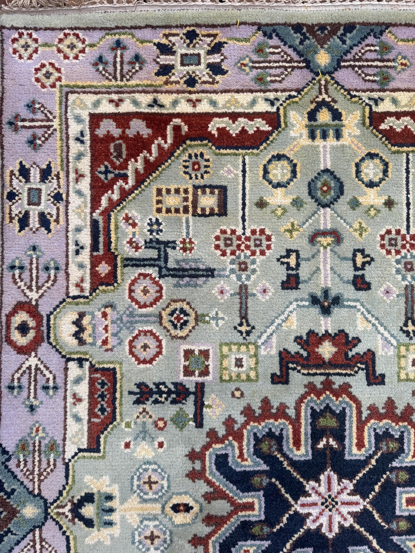 4x6 ft Handmade Heriz Oushak Rug: Modern Bohemian Wool Carpet