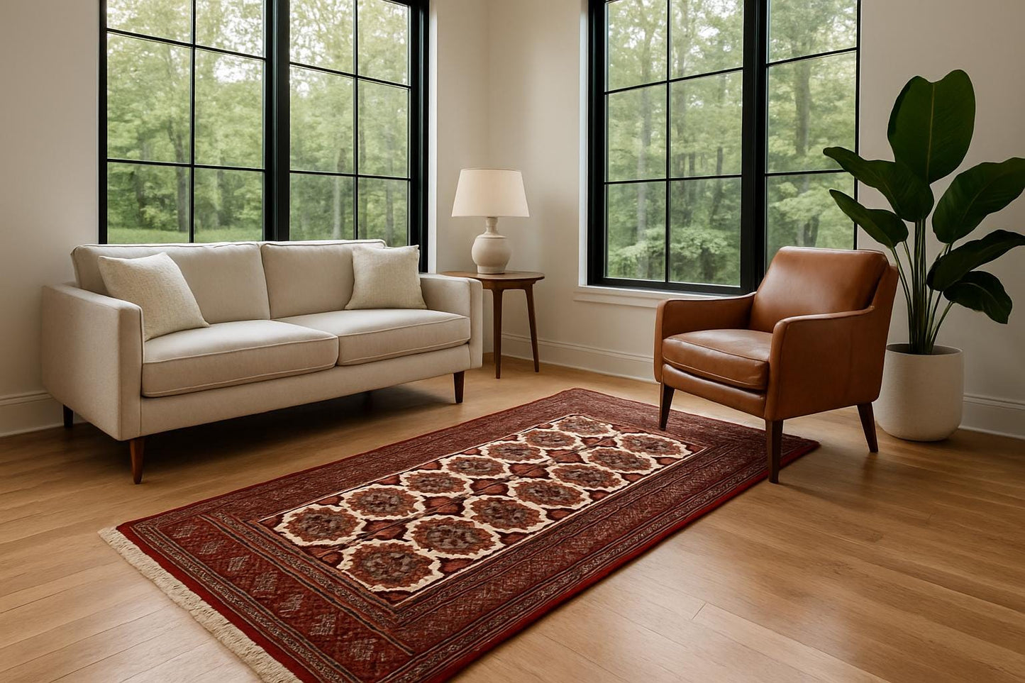5x3 ft Hand-Knotted Vintage Sara Wool Rug, Tribal Design