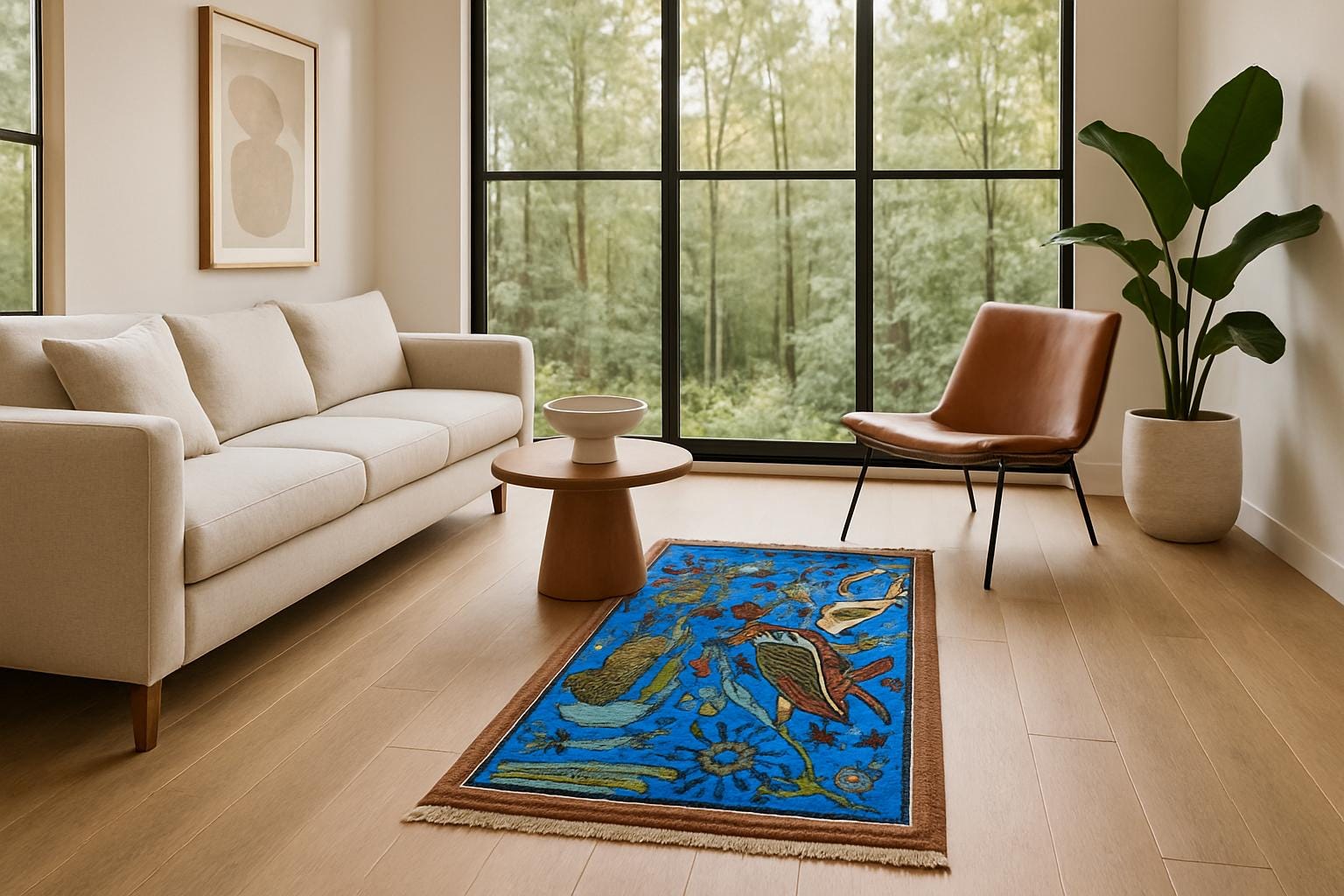 2x3 ft Handmade Oushak Rug: Tree of Life Wool Carpet