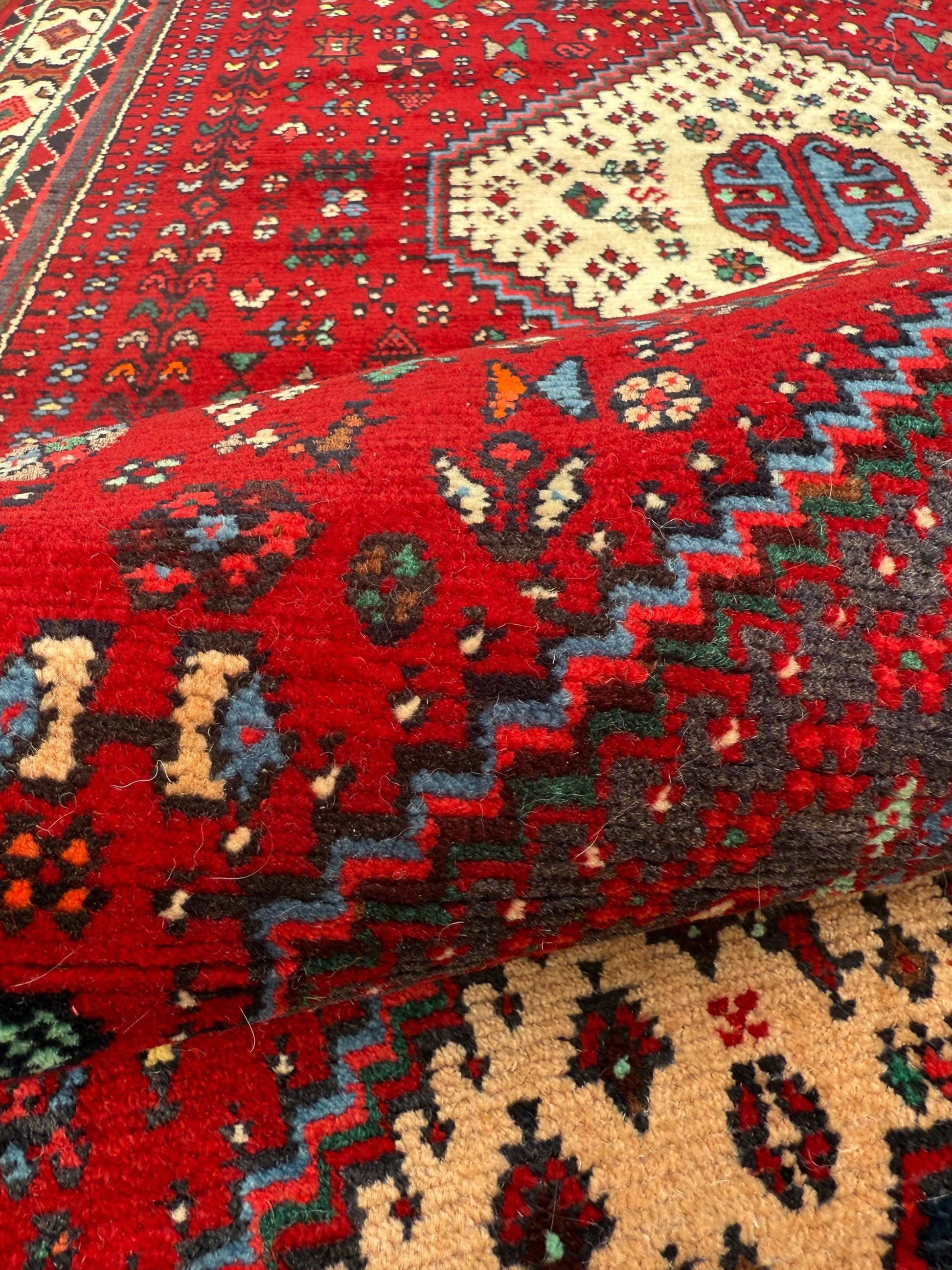 9x3 ft Vintage 1970s Mai Mai Runner Rug: Hand Knotted Wool Tribal Nomadic Desig Carpet