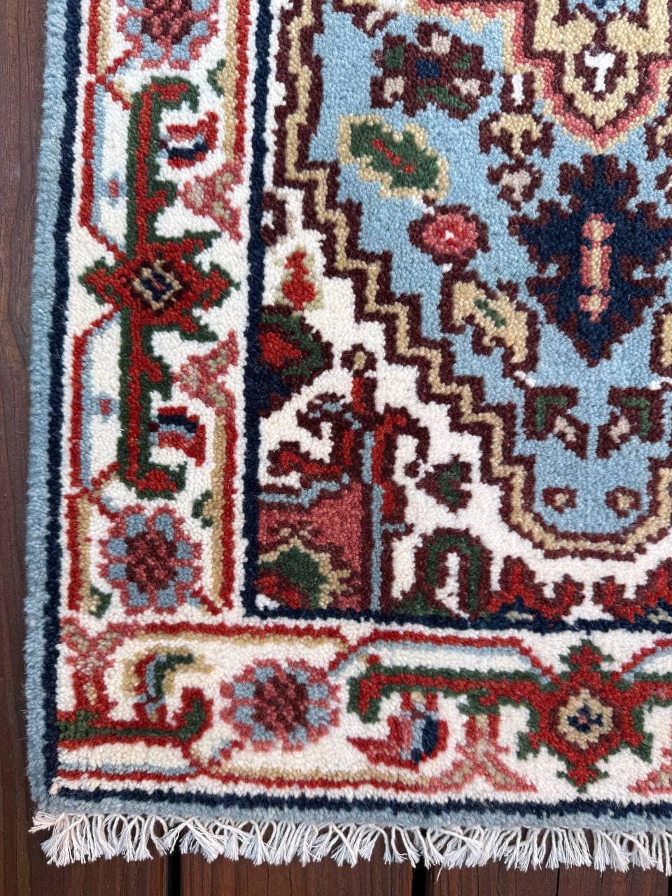 2x4 ft. Hand-Knotted Turkish Serapi Heriz Wool Rug: Vibrant Accent Carpet