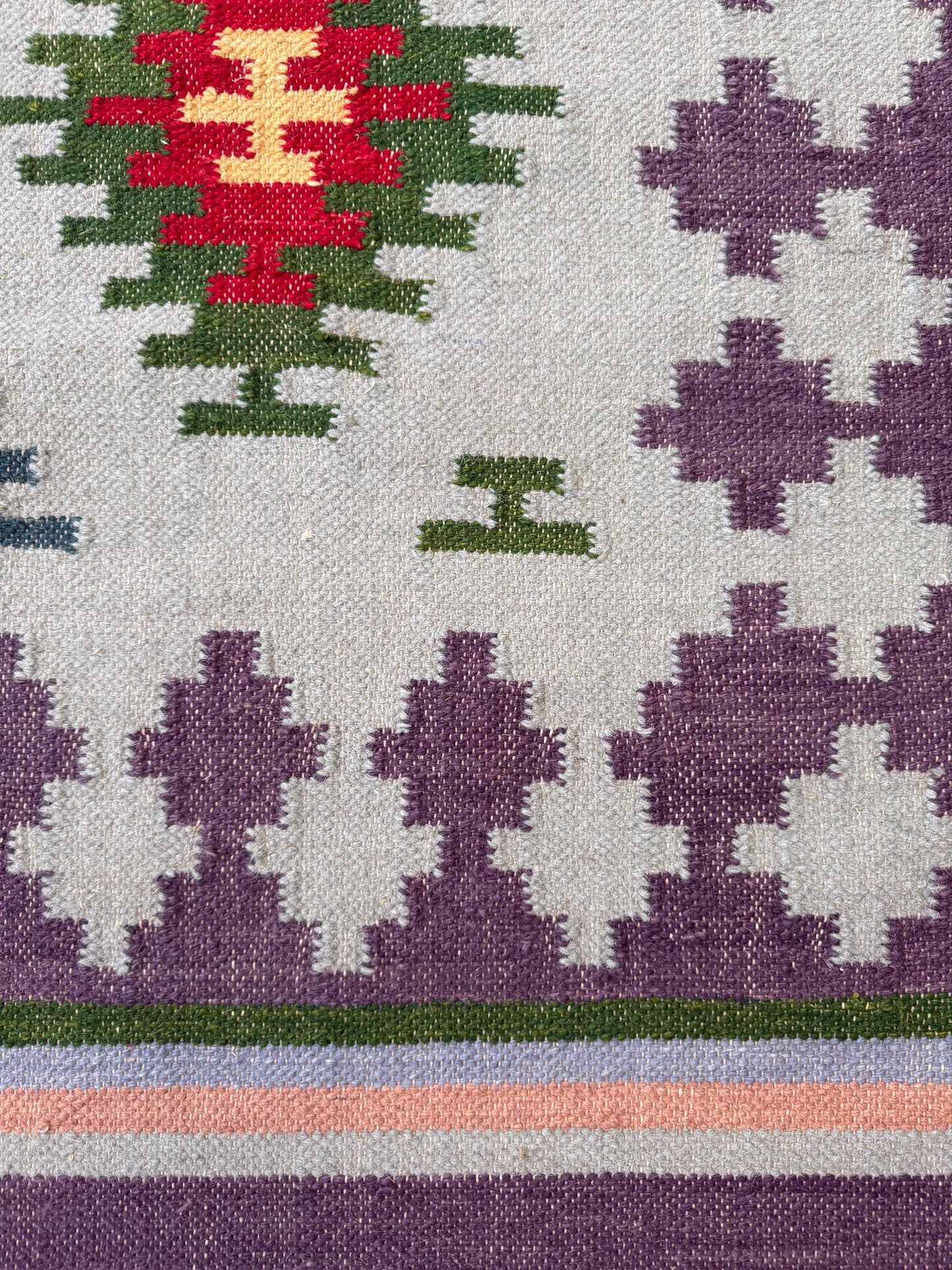 5x8 ft Handmade Kilim Rug: Flat Weave Wool, Modern Boho Decor