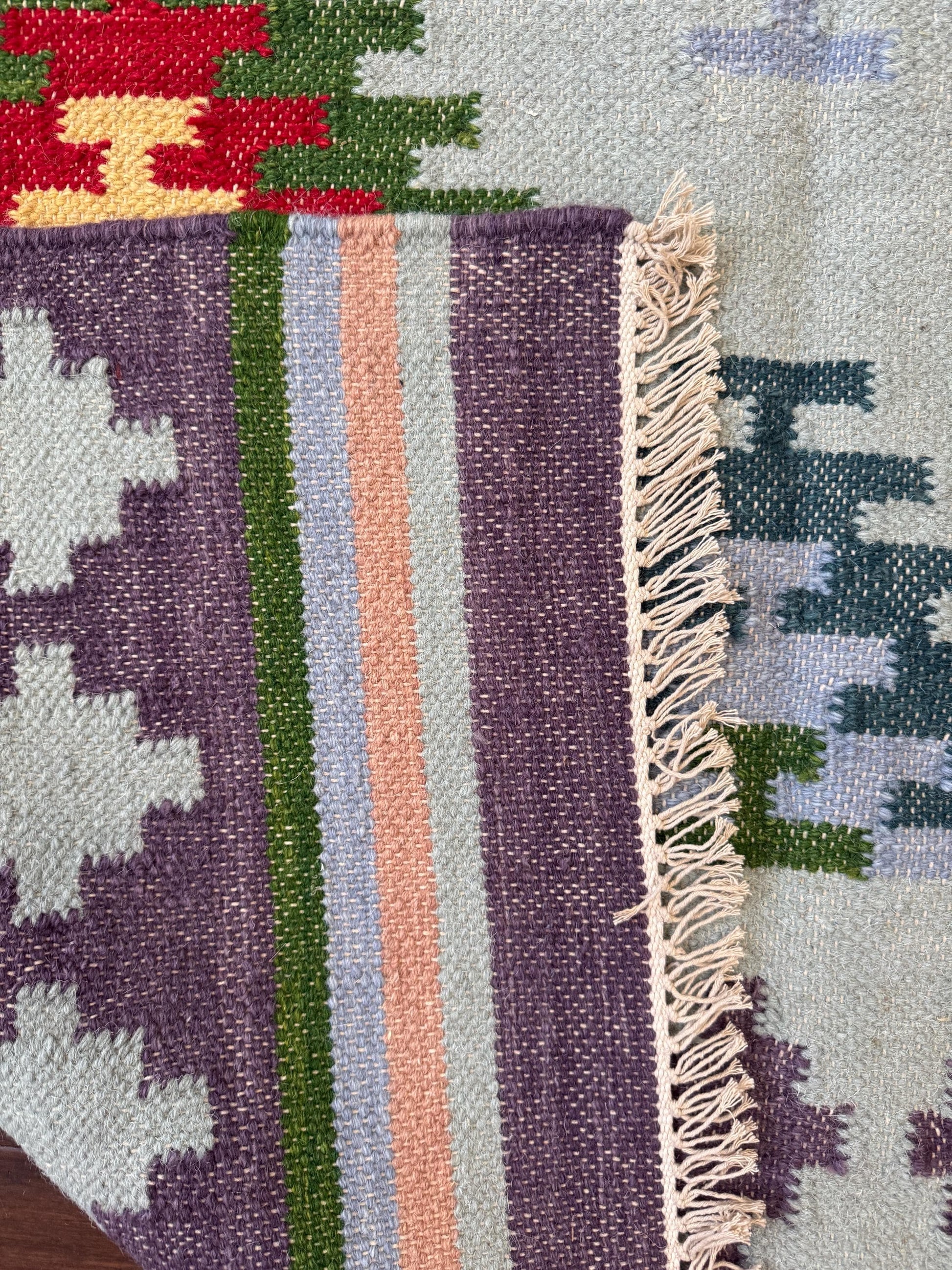 5x8 ft Handmade Kilim Rug: Flat Weave Wool, Modern Boho Decor