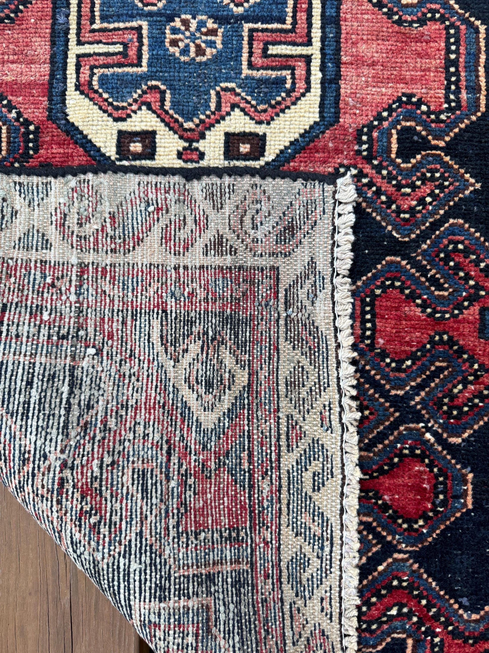 2.10x10 ft Vintage 1940s Anatolian Runner Rug: Hand Knotted Wool Village Carpet, Geometric Tribal Design