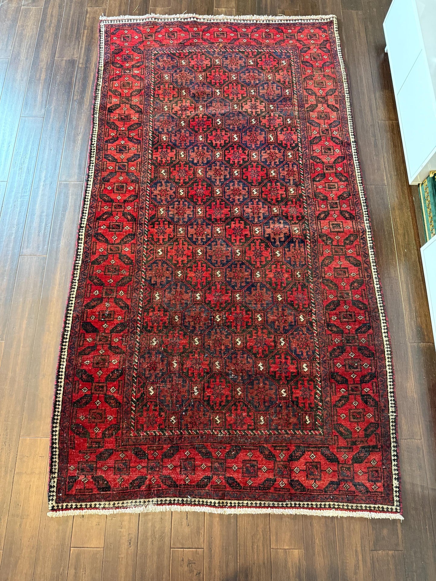 6x3 ft Vintage Zaidan Balouch Wool Rug: Hand-Knotted Tribal Area Rug