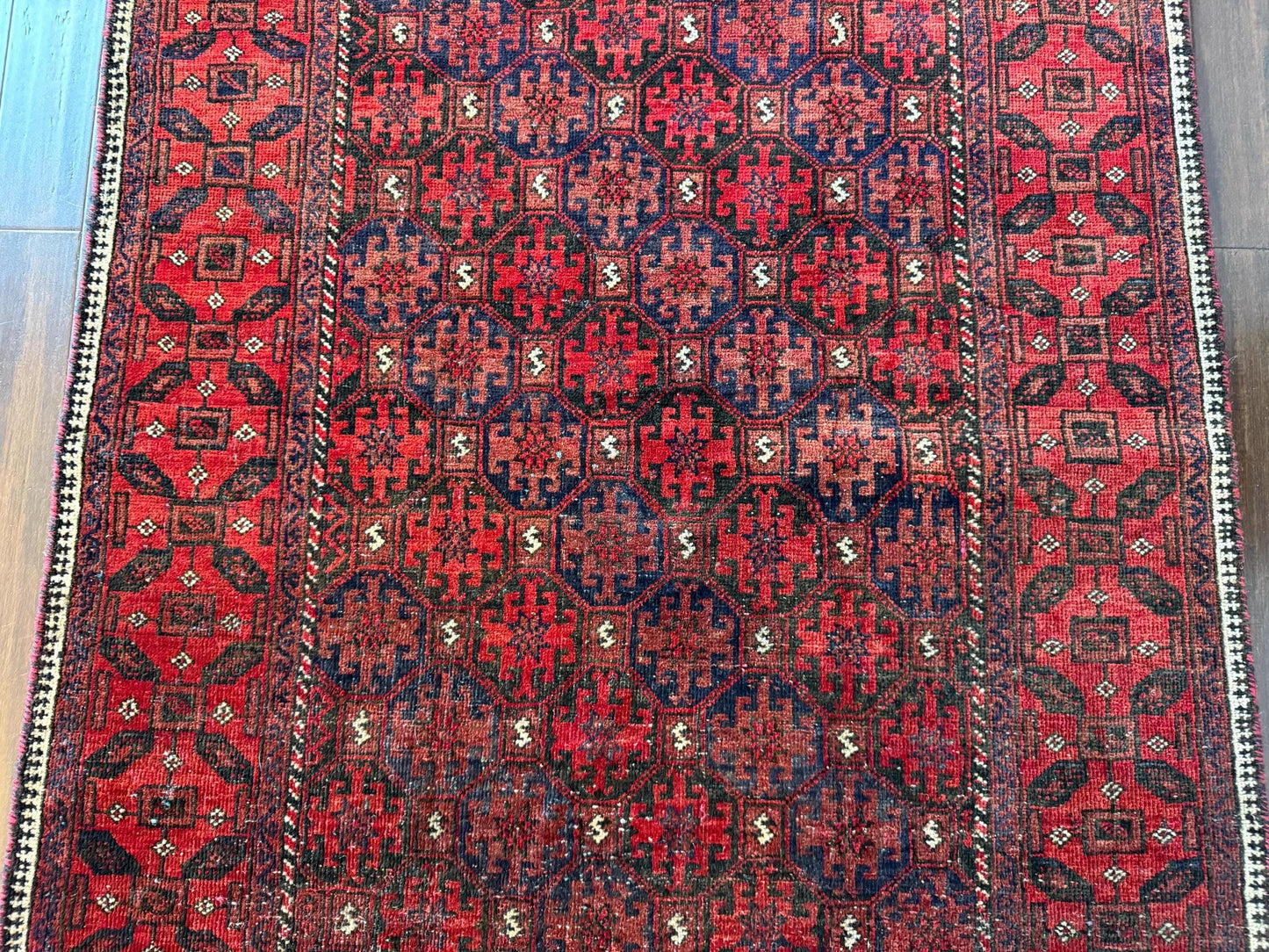 6x3 ft Vintage Zaidan Balouch Wool Rug: Hand-Knotted Tribal Area Rug