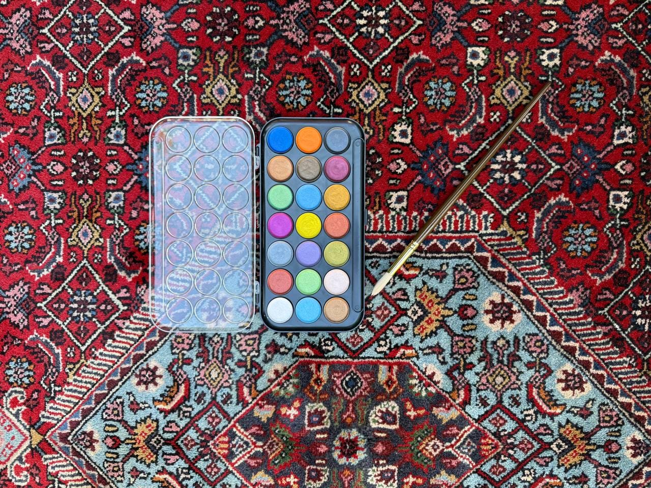 8x6 ft 1960s Vintage Wool Rug: Hand Knotted Bijar Tribal Oriental Carpet