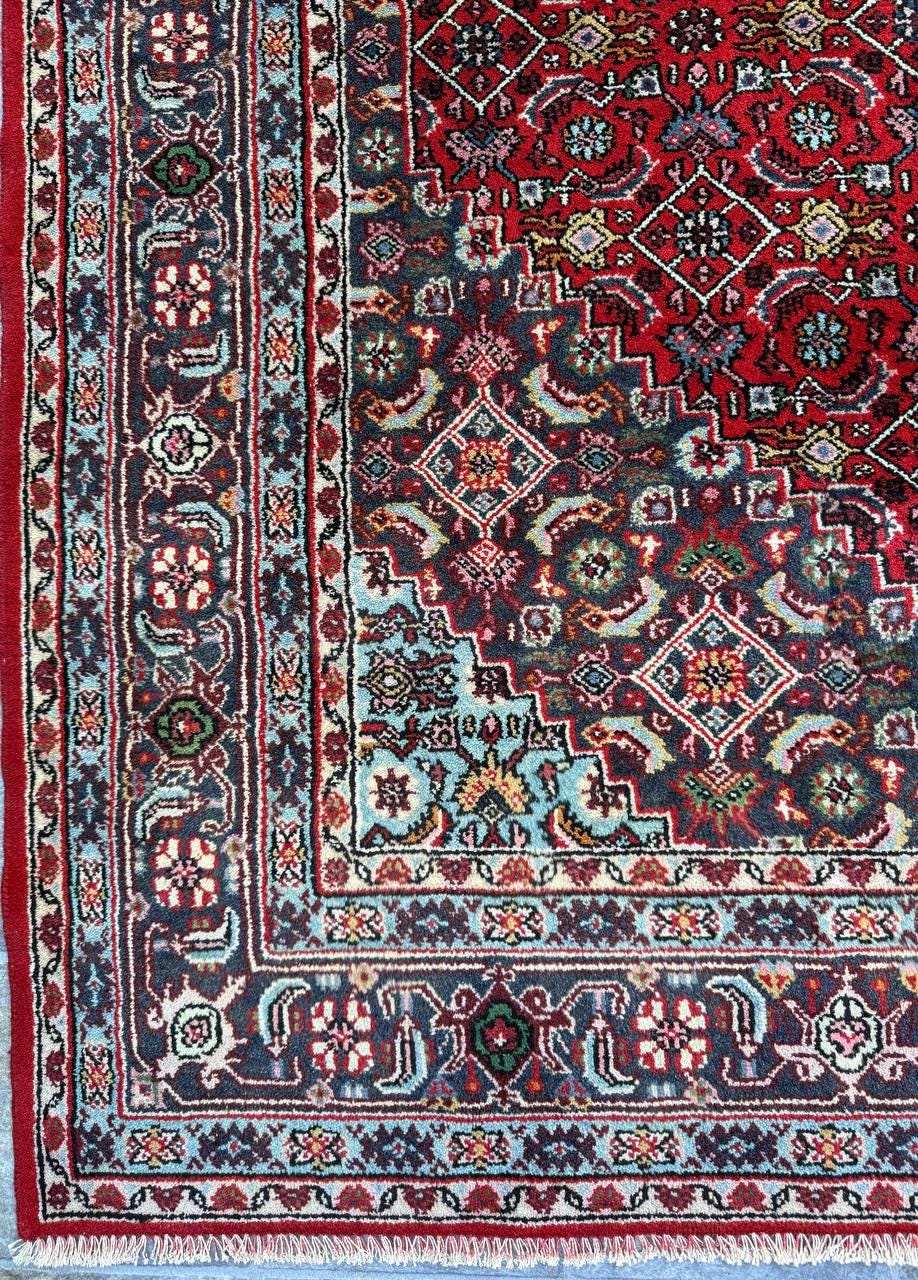 8x6 ft 1960s Vintage Wool Rug: Hand Knotted Bijar Tribal Oriental Carpet