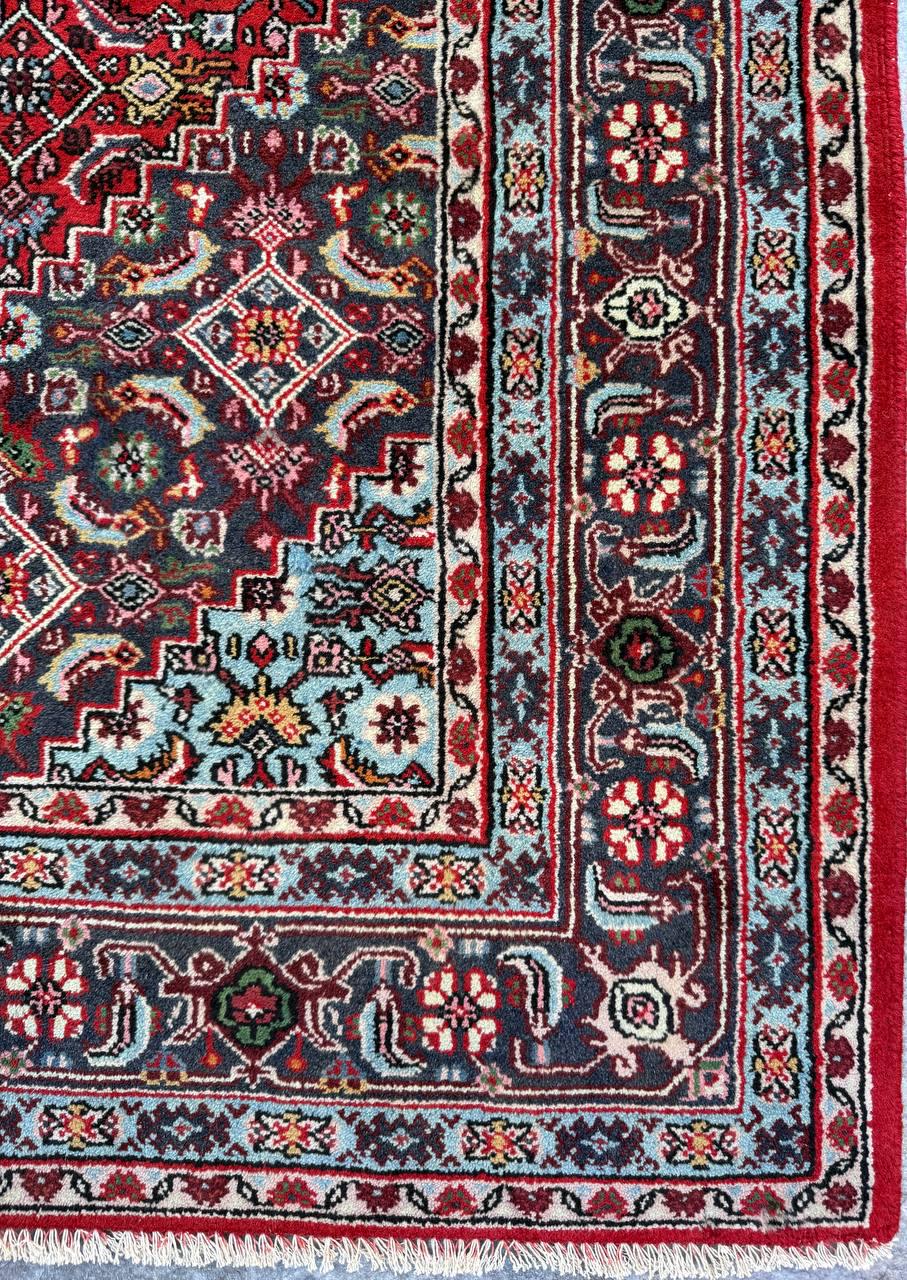 8x6 ft 1960s Vintage Wool Rug: Hand Knotted Bijar Tribal Oriental Carpet