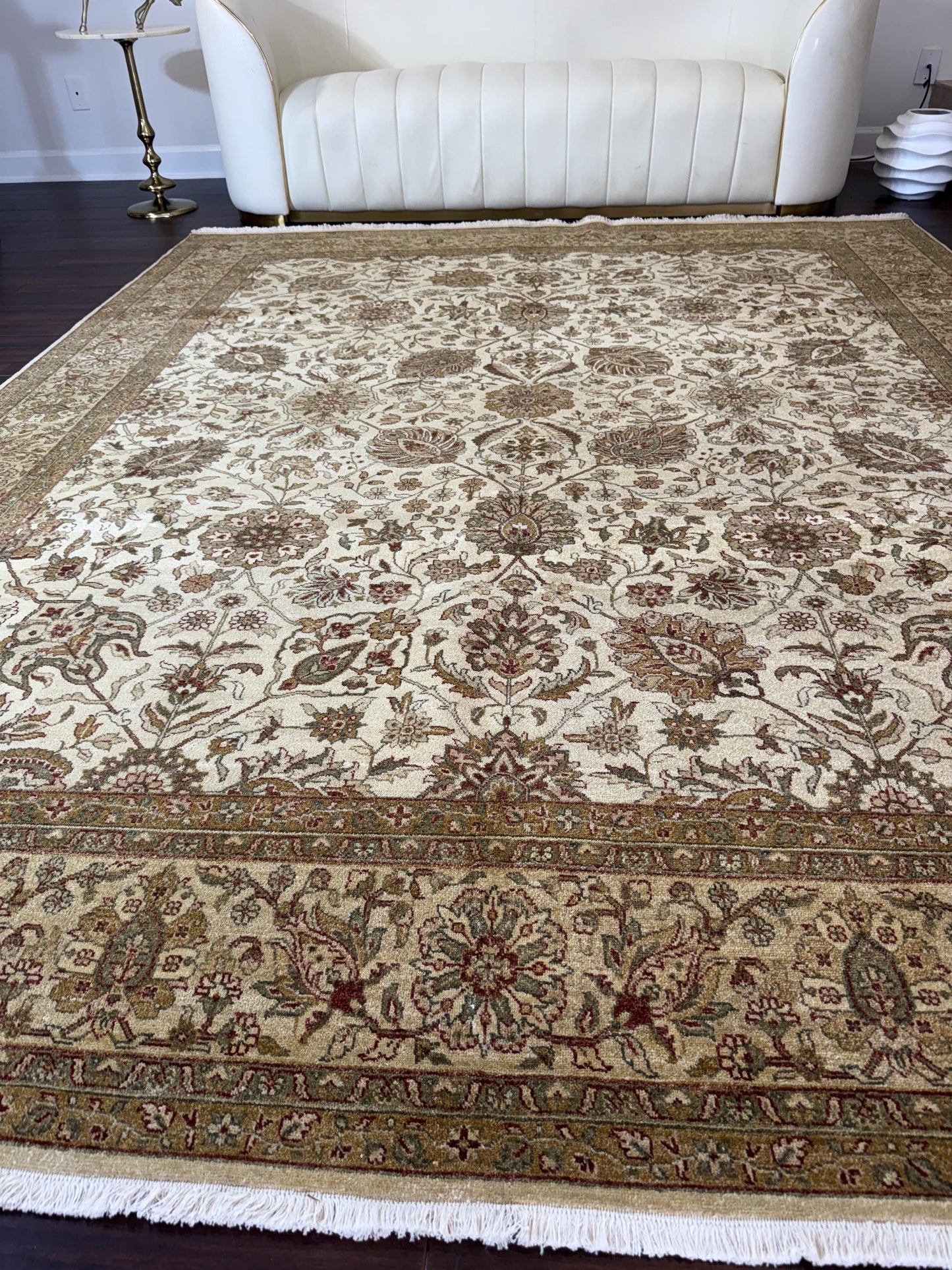 8x10 ft 300 KPSI Hand-Knotted Tabrizz Rug: Silk & Wool Oriental Carpet