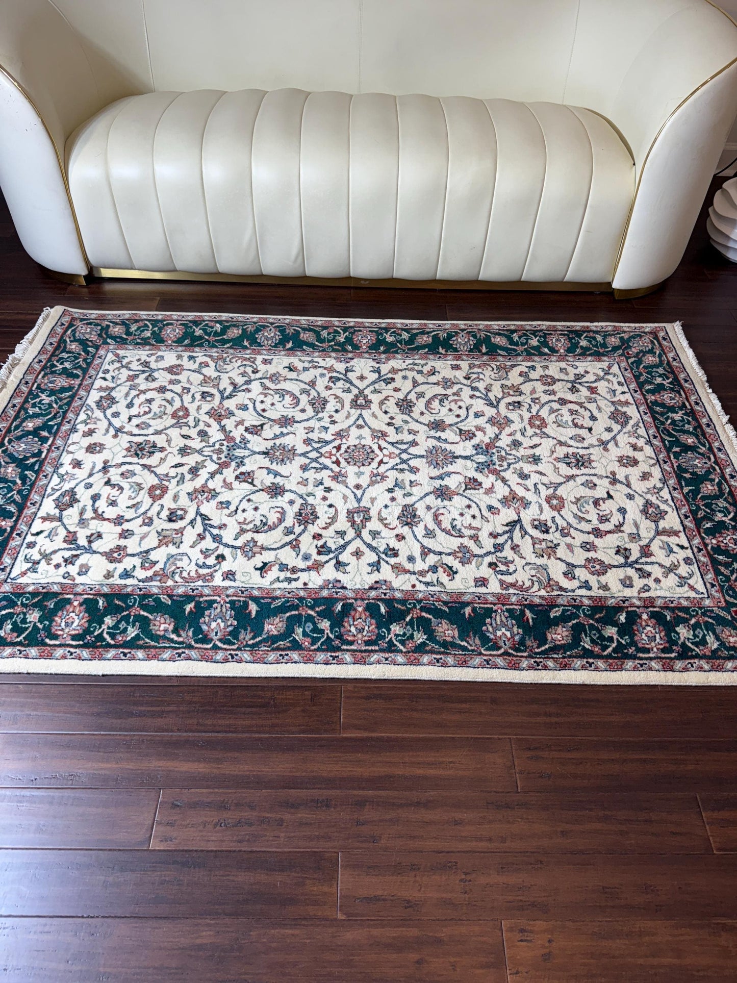 4x7 ft 1960s Vintage Hand-Knotted Wool Tabriz Rug: Oriental Carpet