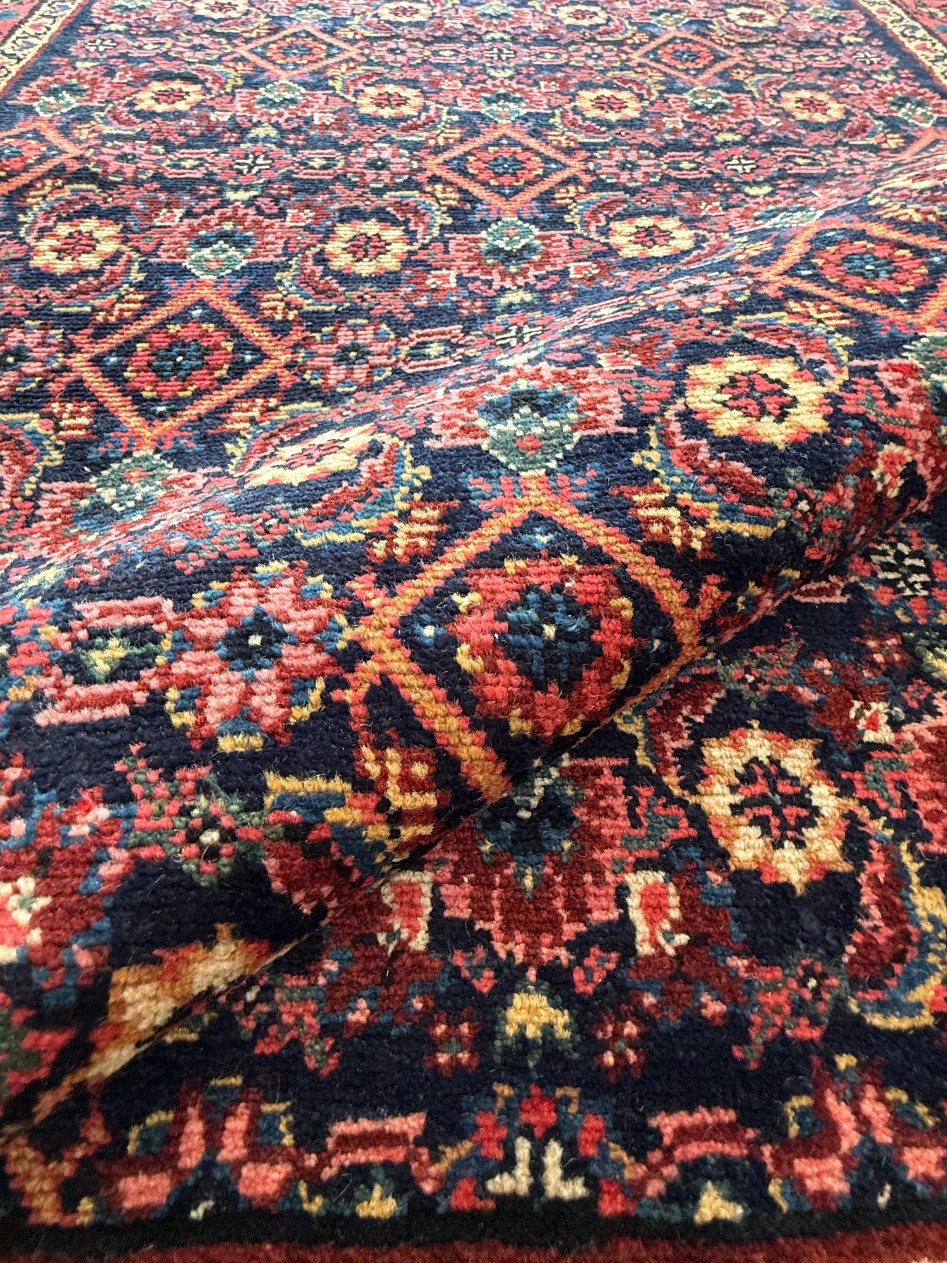 12x3 ft Antique 1950s Malayaar Runner Rug: Hand Knotted Wool Tribal Hallway Carpet, Vintage Nomadic Design
