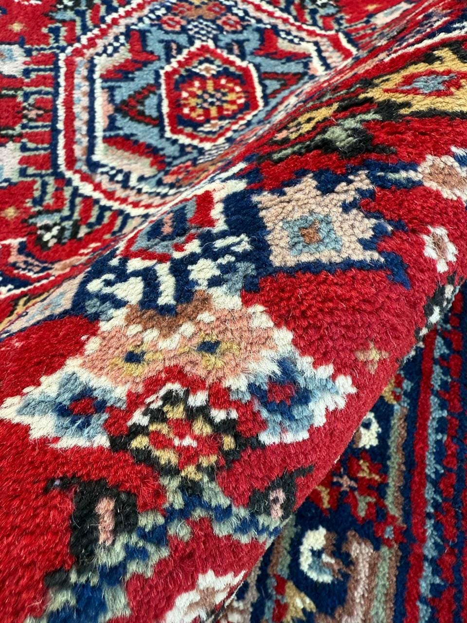4.9x2.7 ft Vintage Hand Knotted Wool Rug: Bijour Tribal Design
